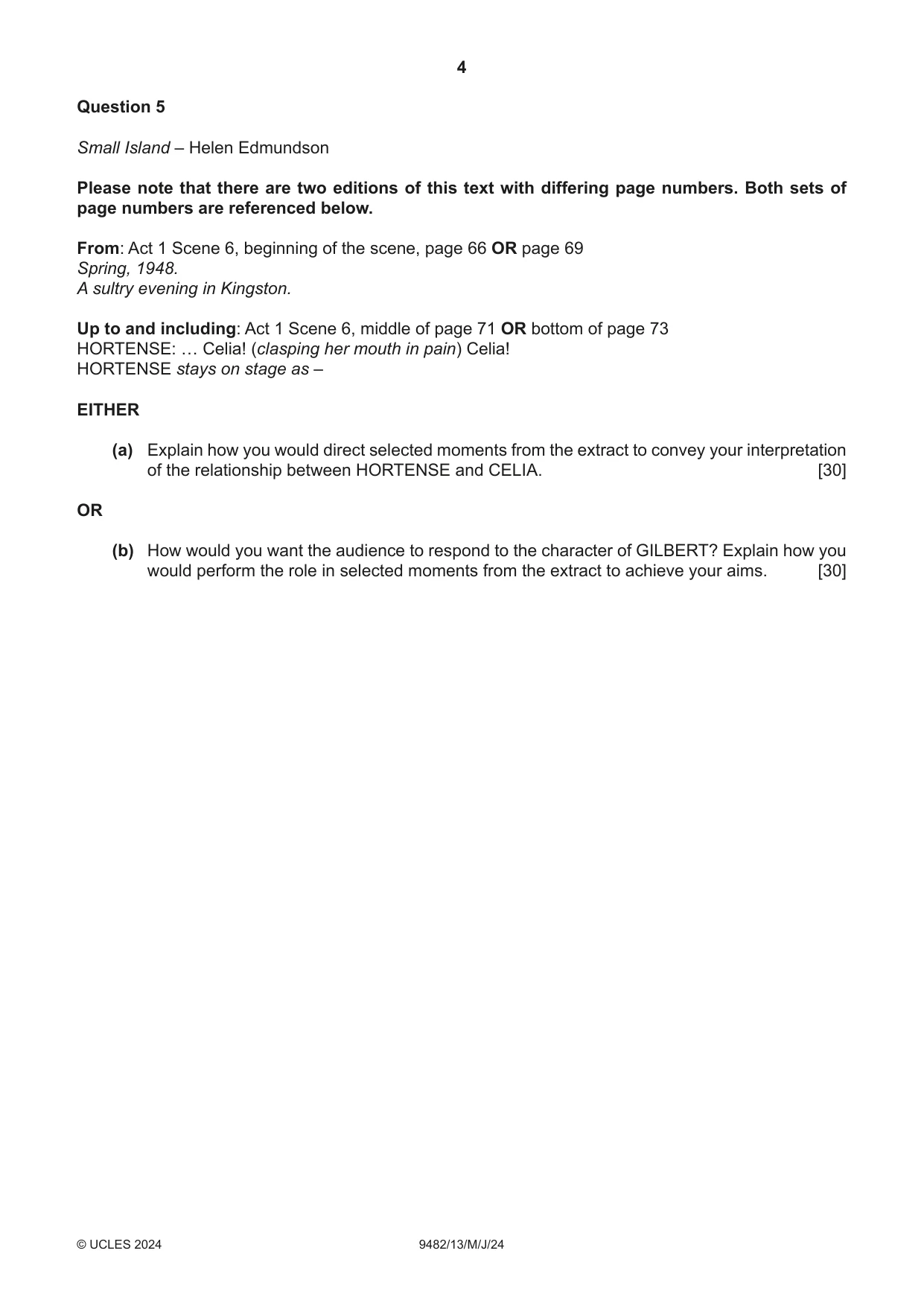 Cambridge A Level Drama 9482 2024 May/June Paper 1 · Variant 3 question paper, page 4 of 8