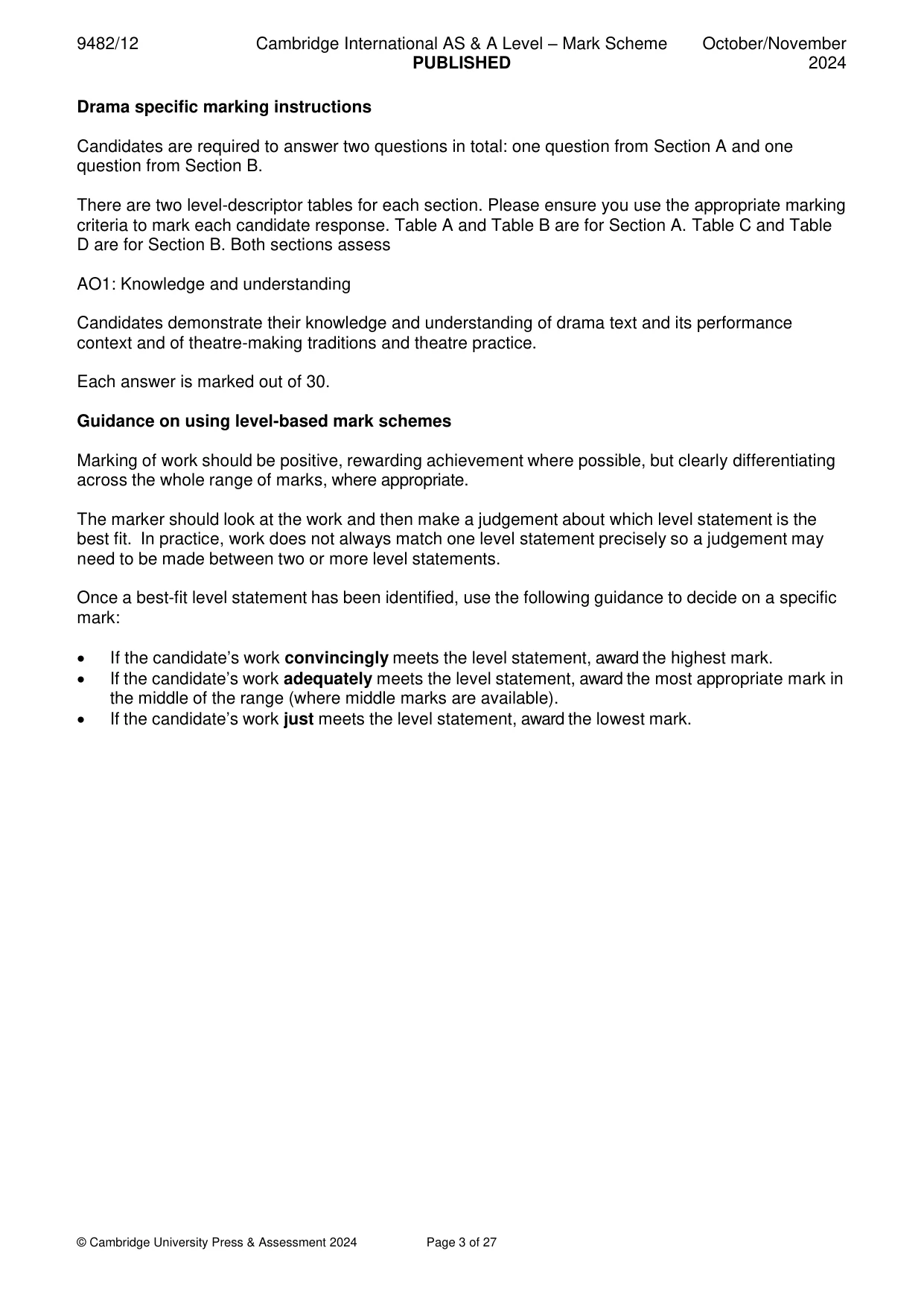 Mark scheme, page 3 of 27