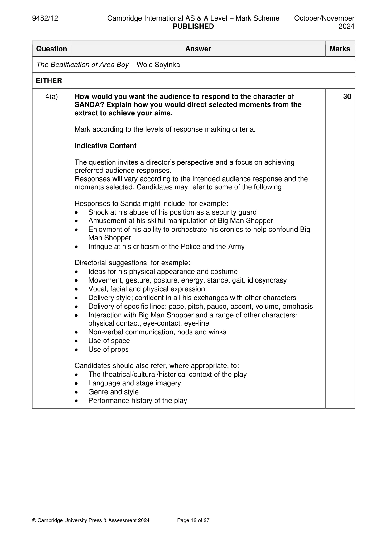 Mark scheme, page 12 of 27
