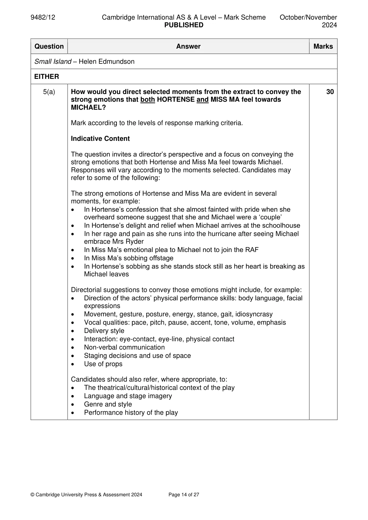 Mark scheme, page 14 of 27