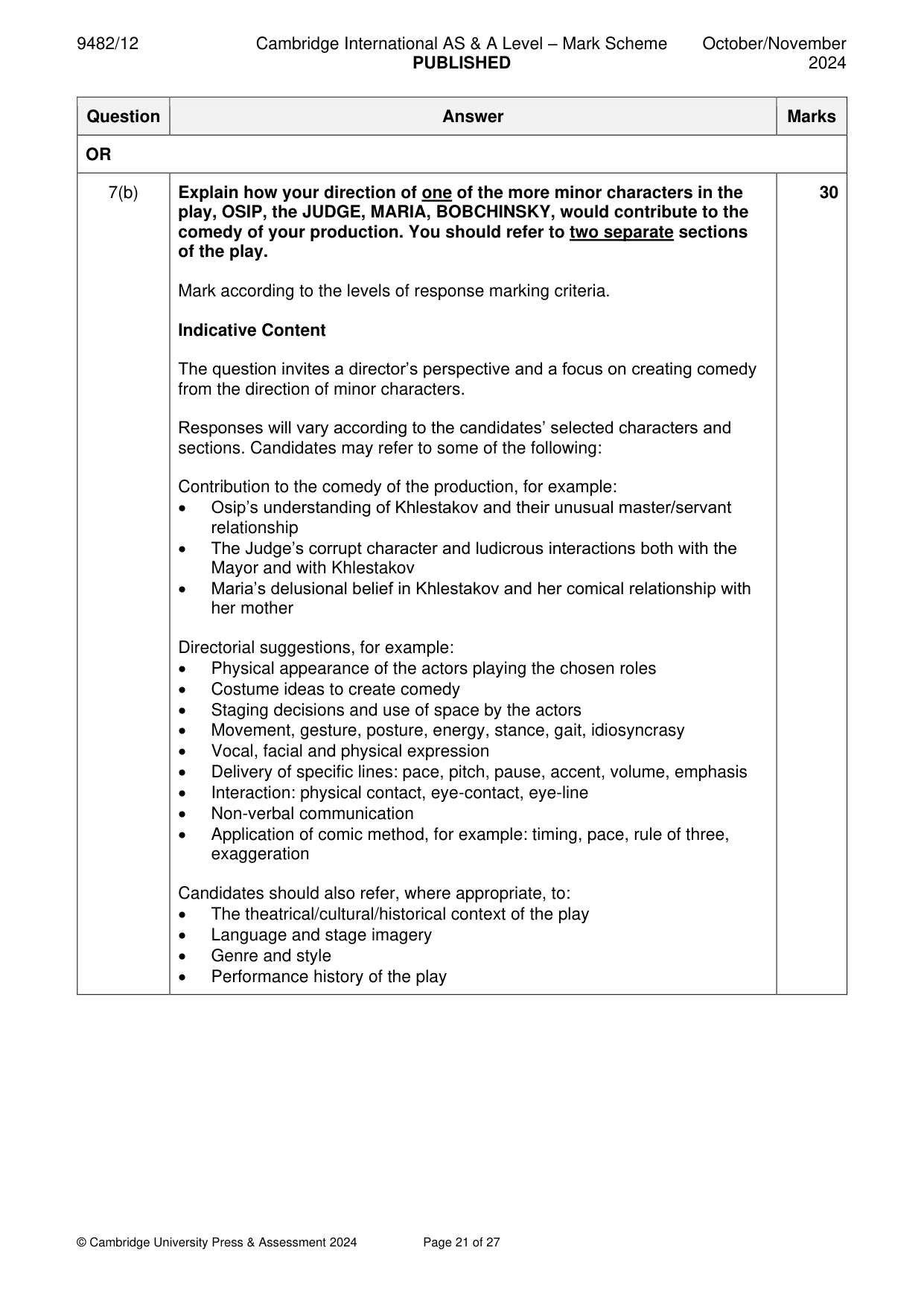 Mark scheme, page 21 of 27