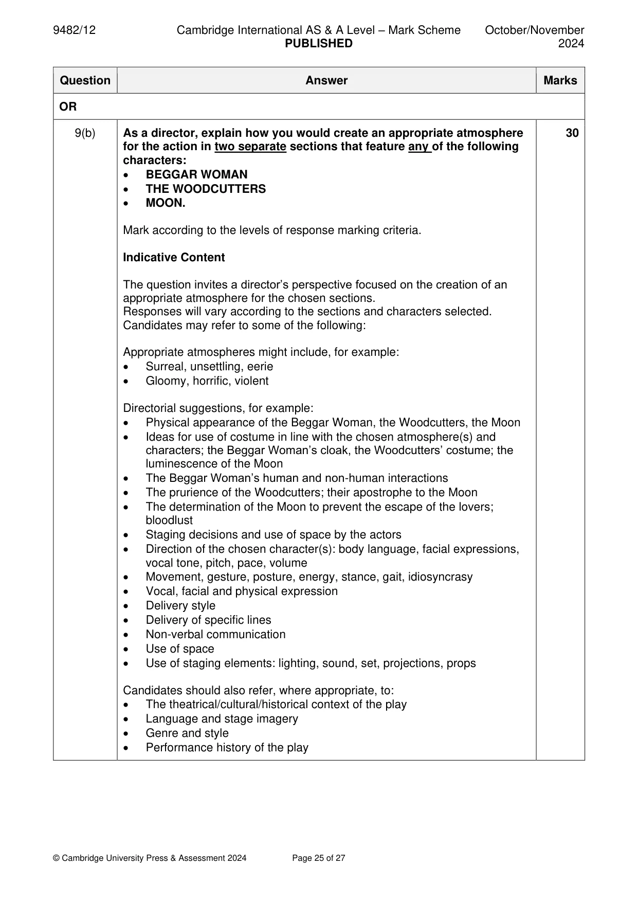 Mark scheme, page 25 of 27