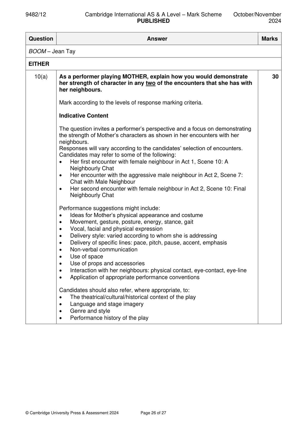 Mark scheme, page 26 of 27