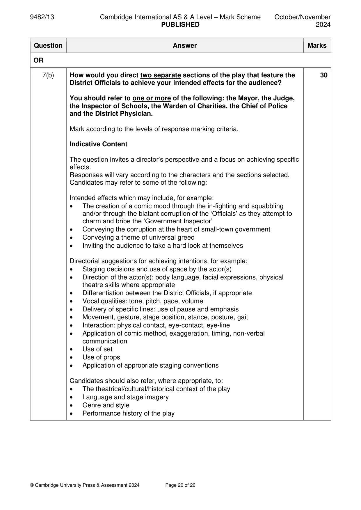 Mark scheme, page 20 of 26