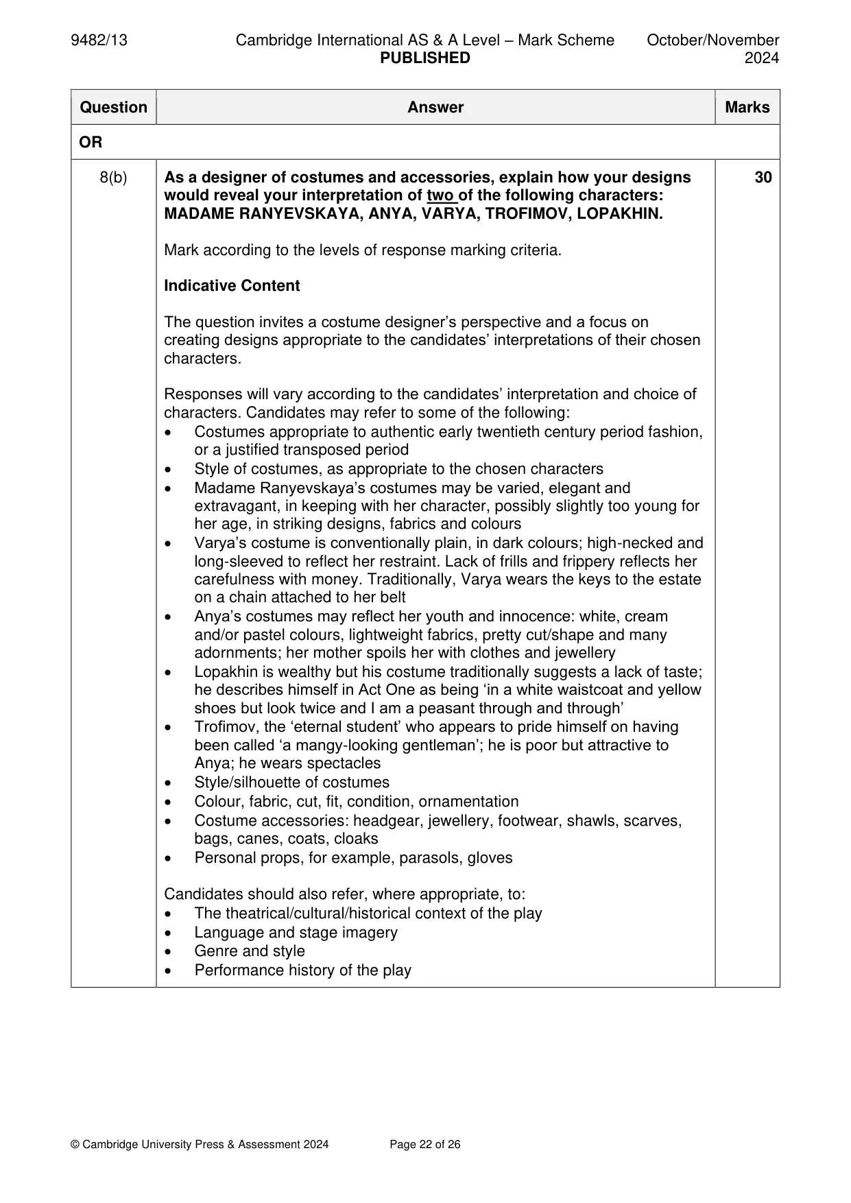 Mark scheme, page 22 of 26