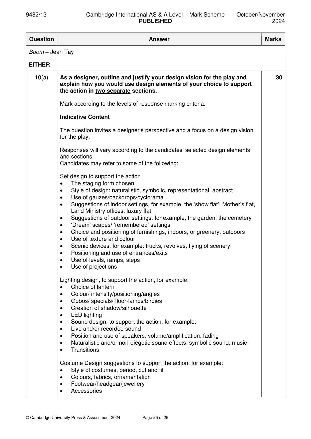 Mark scheme, page 25 of 26