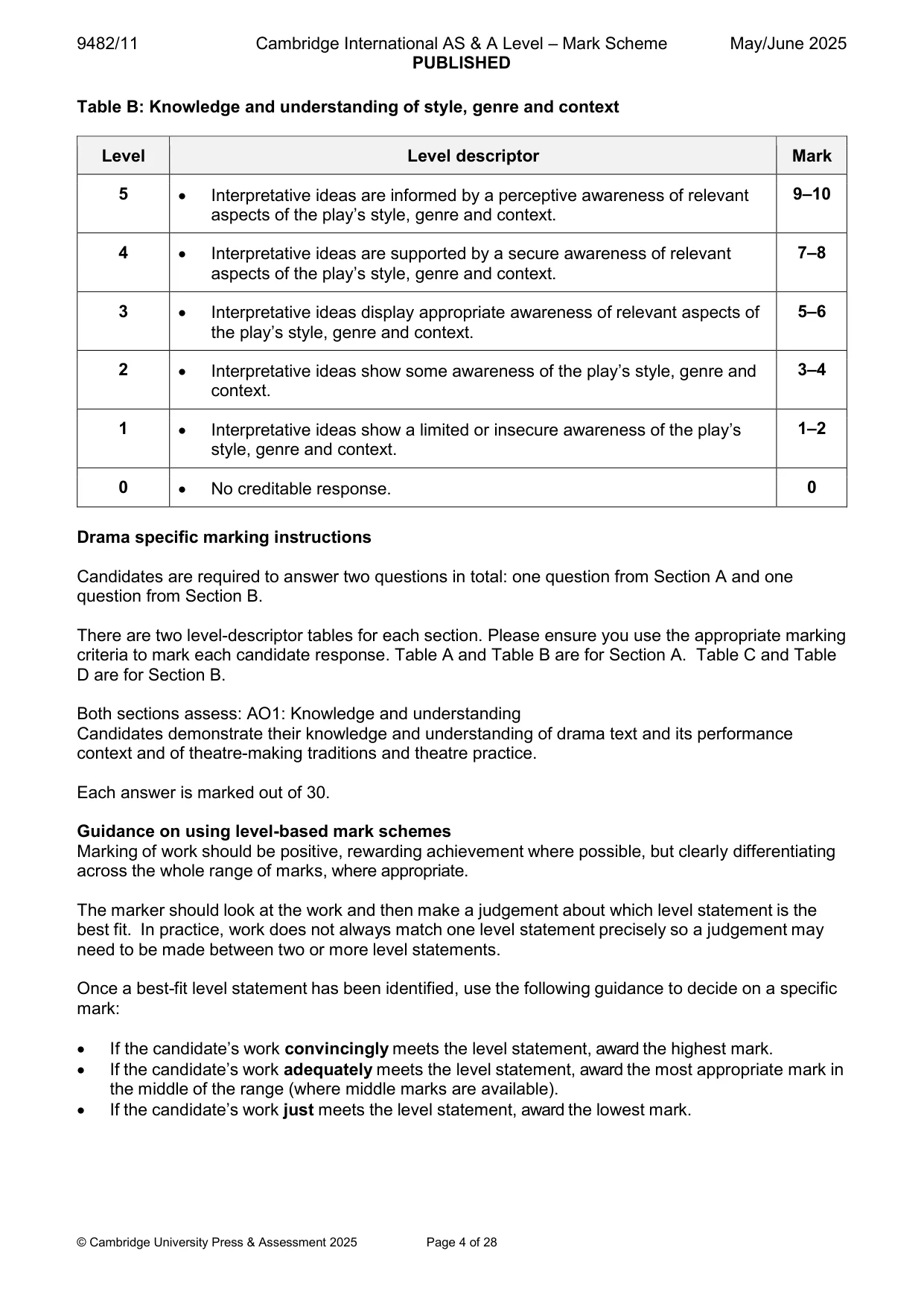 Mark scheme, page 4 of 28