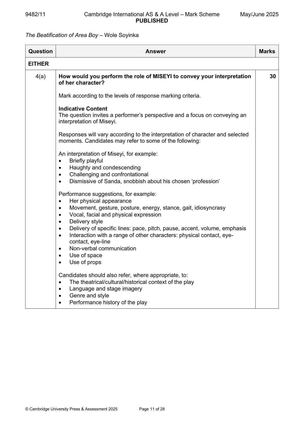 Mark scheme, page 11 of 28
