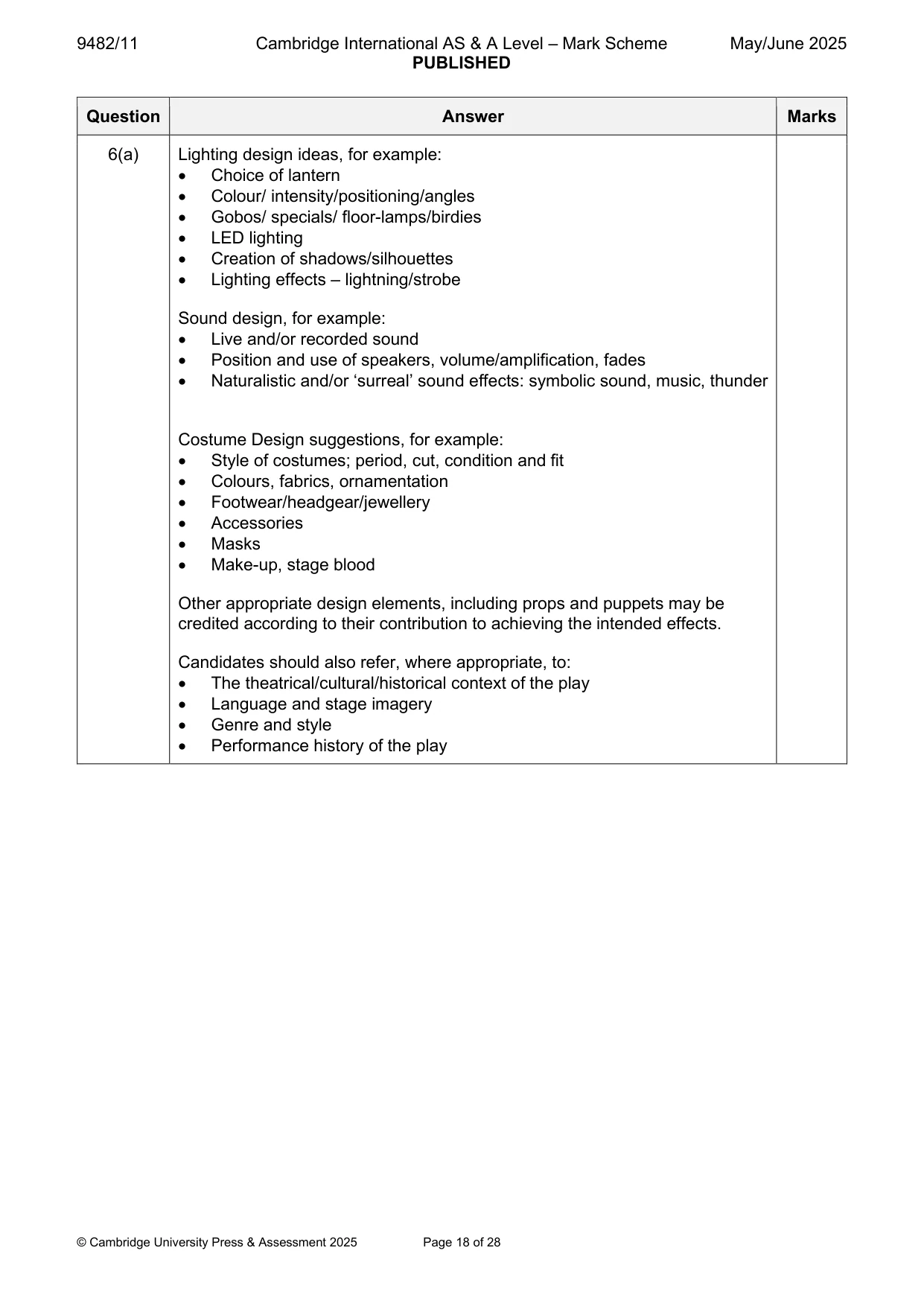 Mark scheme, page 18 of 28