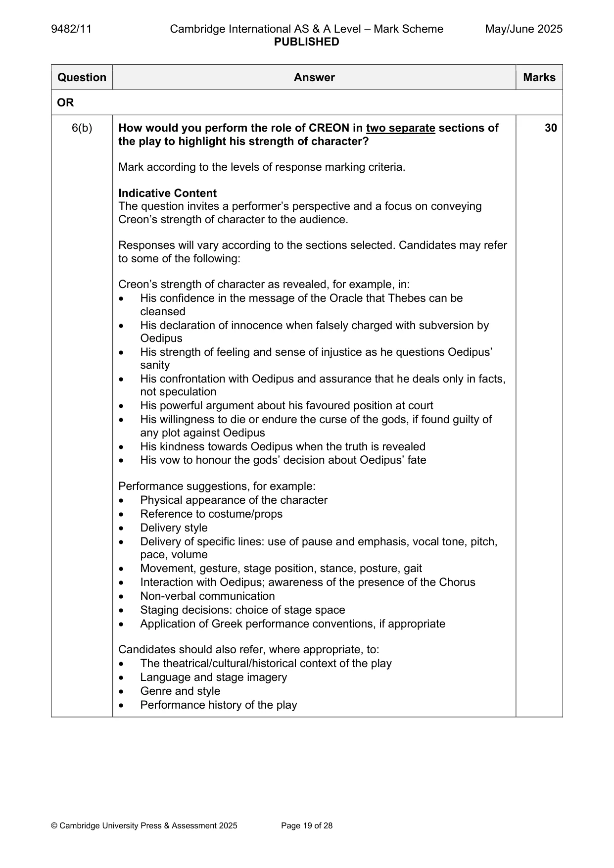 Mark scheme, page 19 of 28