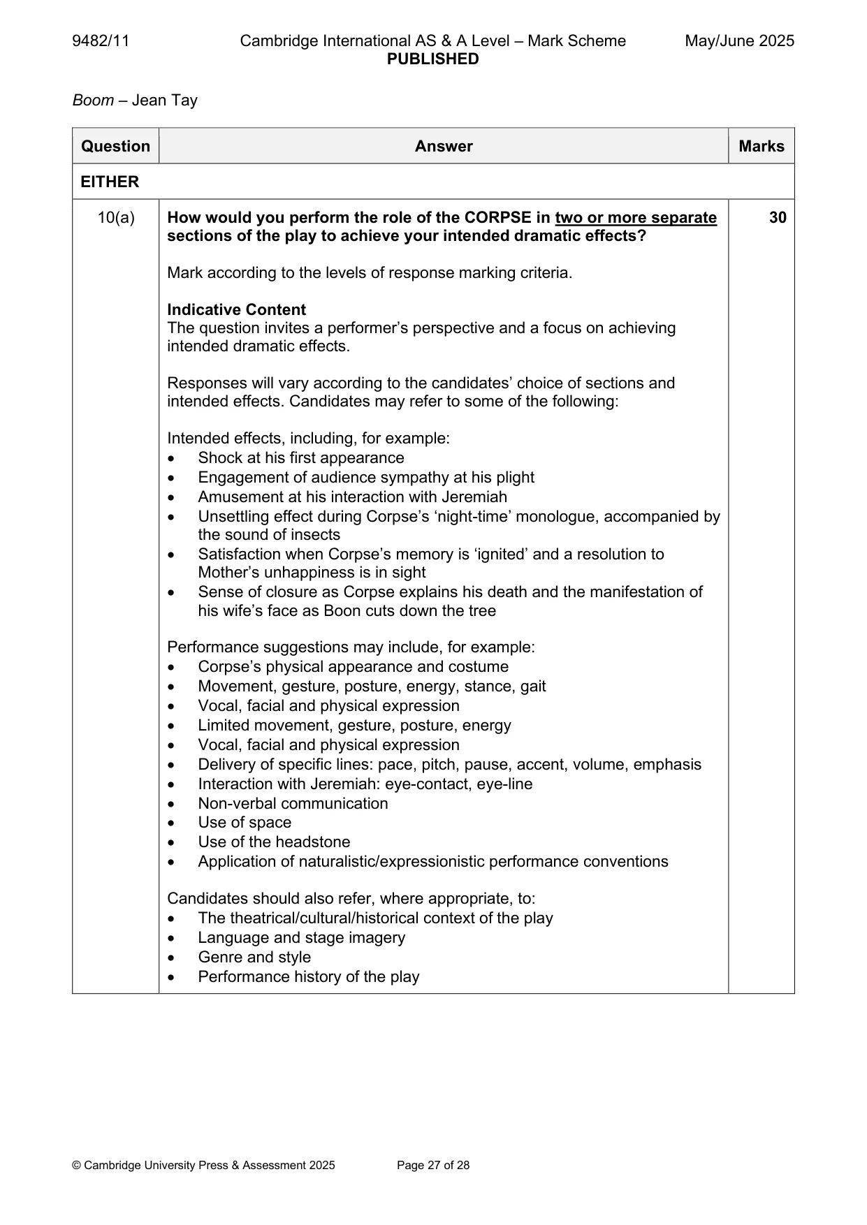 Mark scheme, page 27 of 28