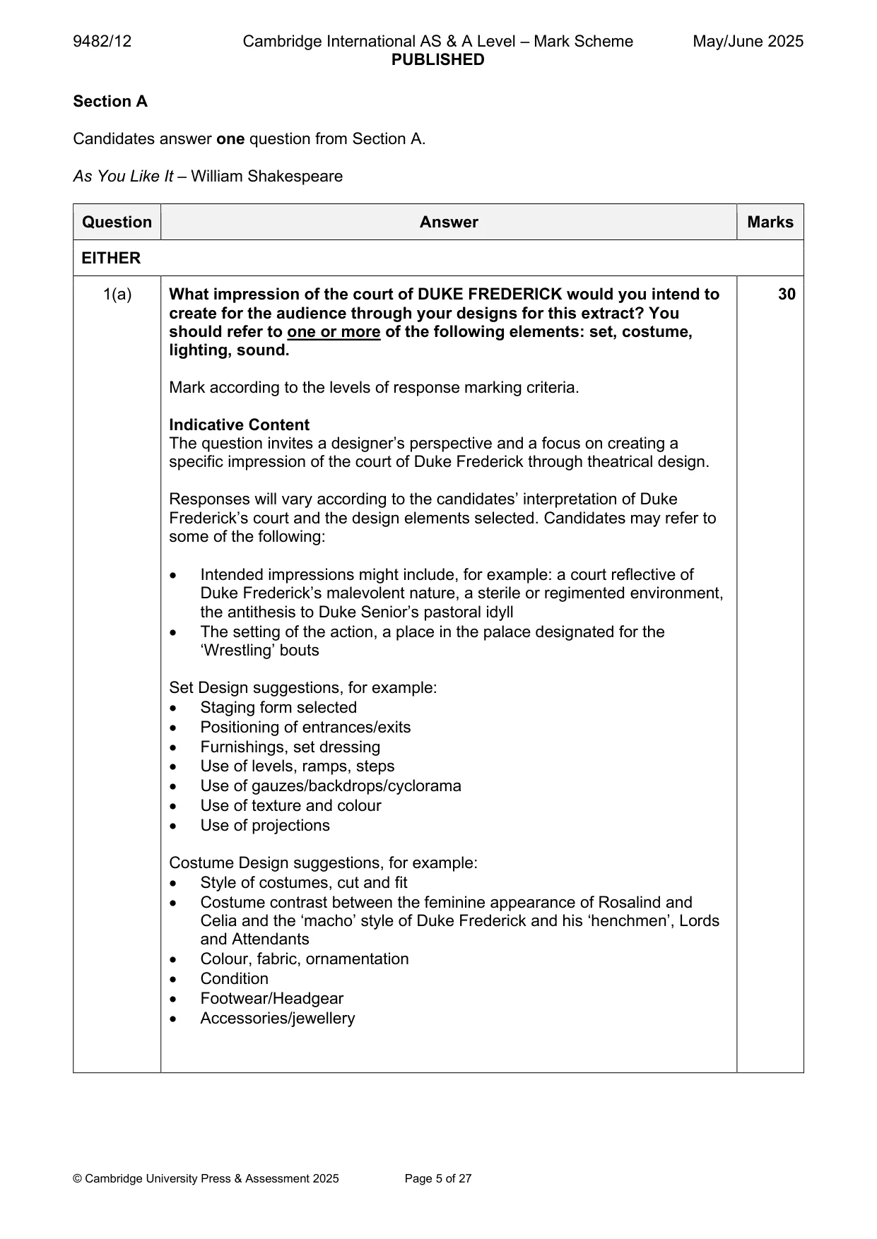 Mark scheme, page 5 of 27