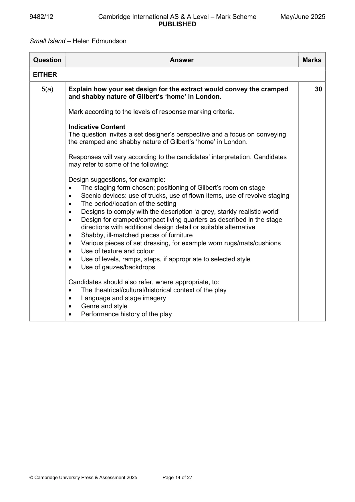 Mark scheme, page 14 of 27