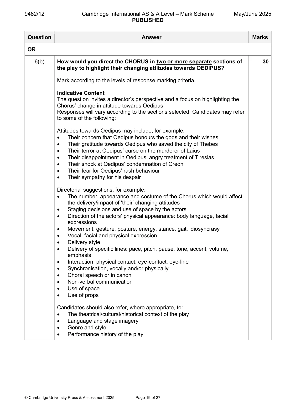 Mark scheme, page 19 of 27