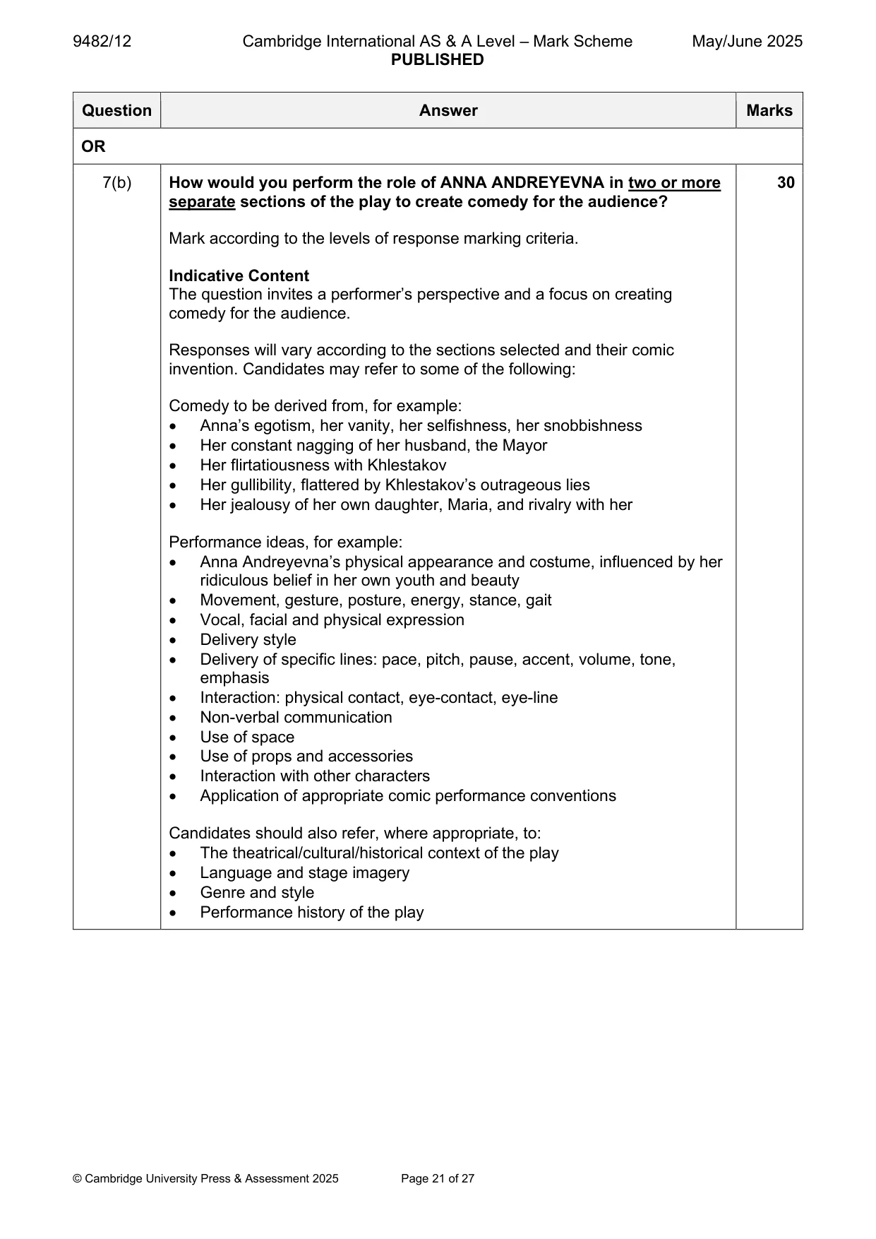 Mark scheme, page 21 of 27