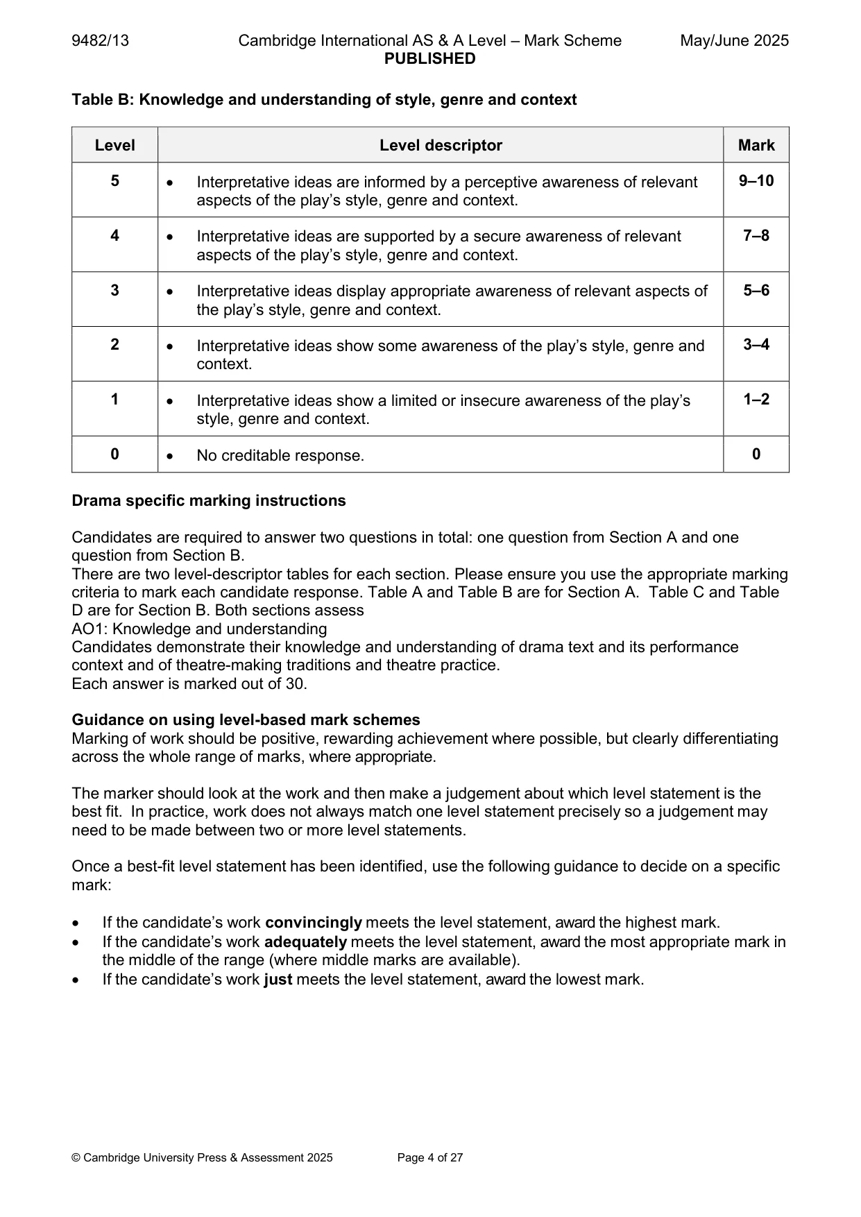 Mark scheme, page 4 of 27