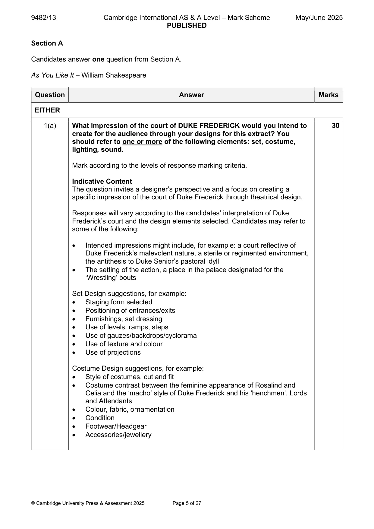 Mark scheme, page 5 of 27