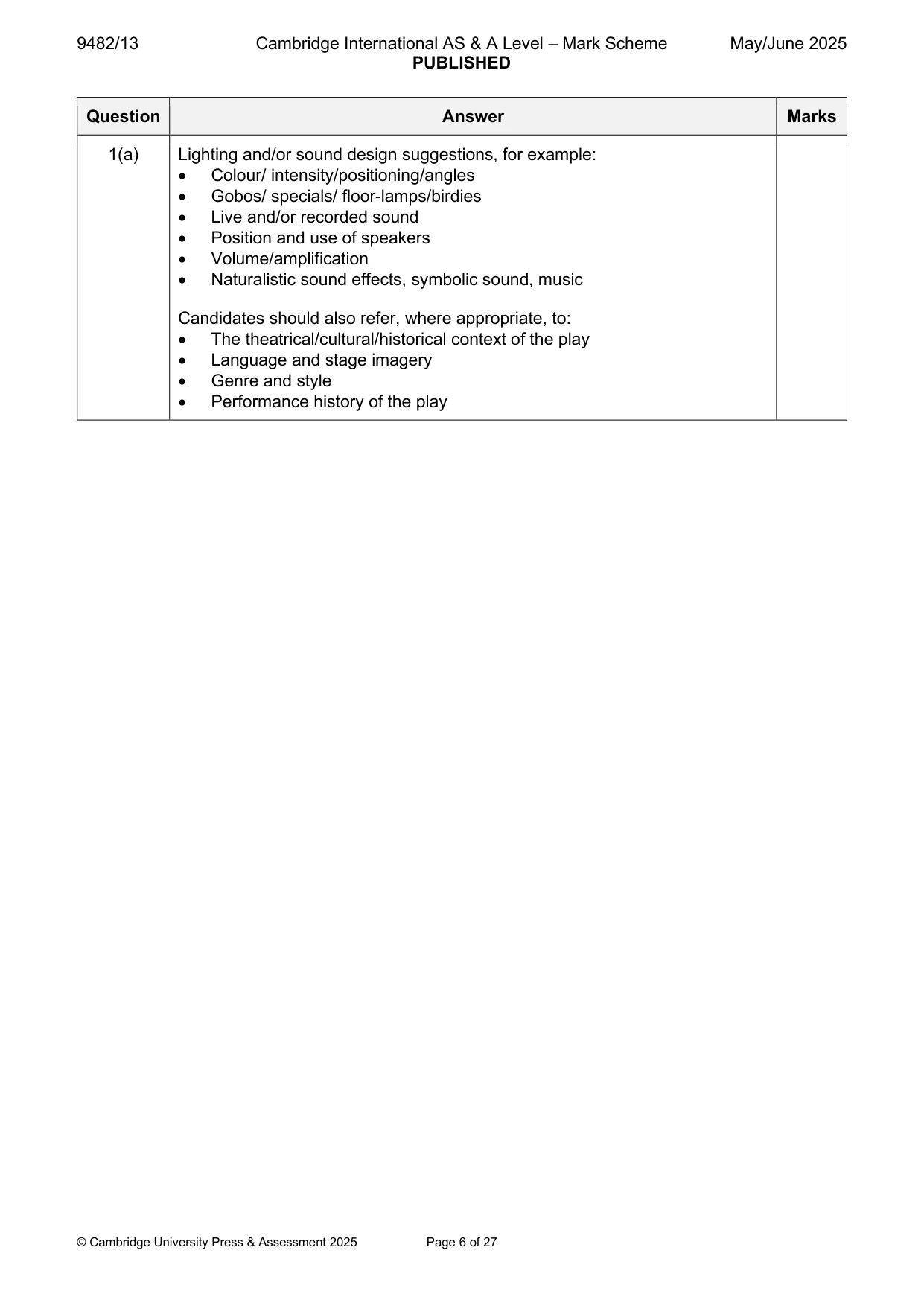 Mark scheme, page 6 of 27