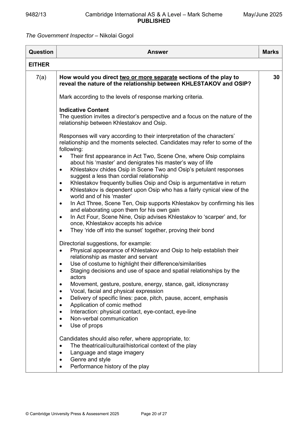 Mark scheme, page 20 of 27