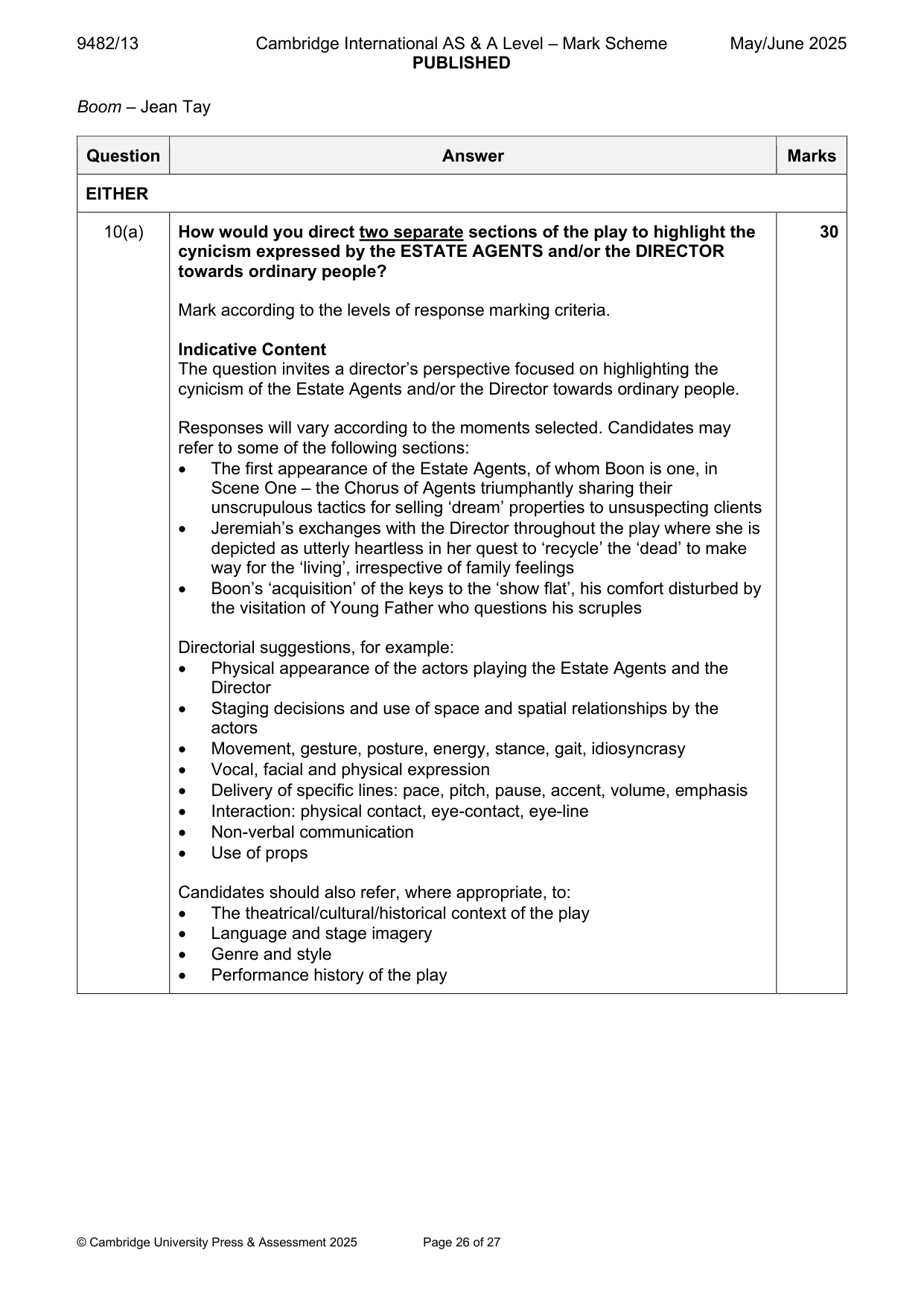 Mark scheme, page 26 of 27