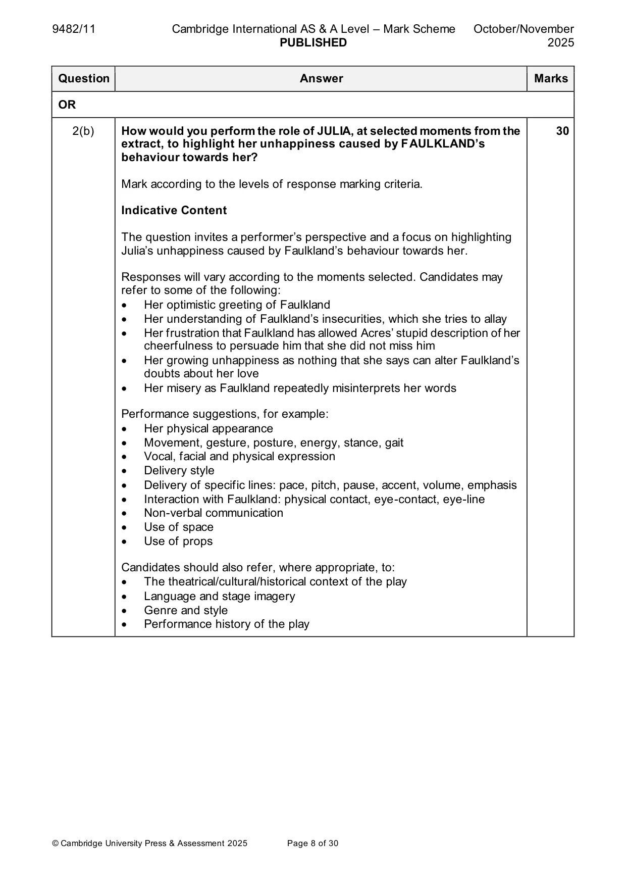 Mark scheme, page 8 of 30