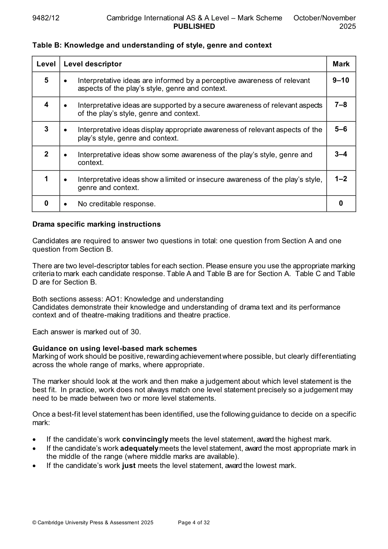 Mark scheme, page 4 of 32
