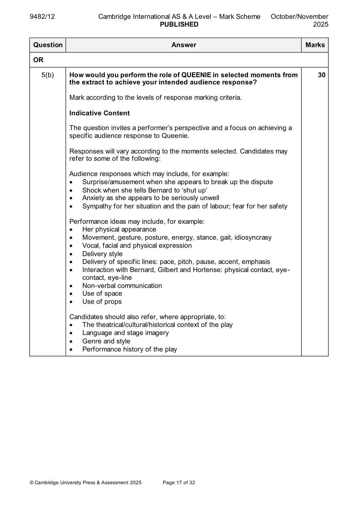 Mark scheme, page 17 of 32