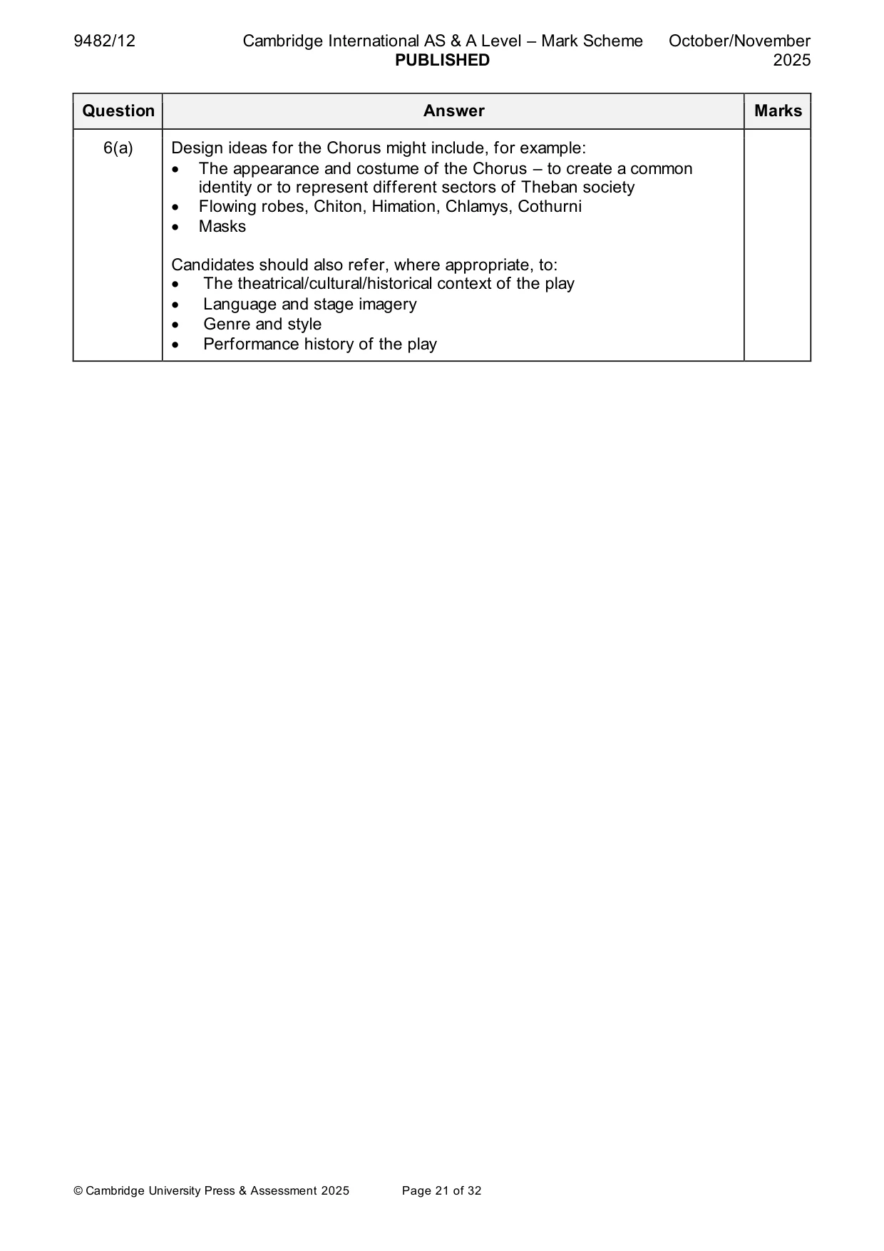Mark scheme, page 21 of 32
