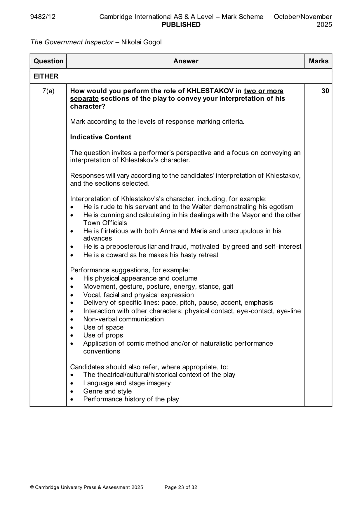 Mark scheme, page 23 of 32