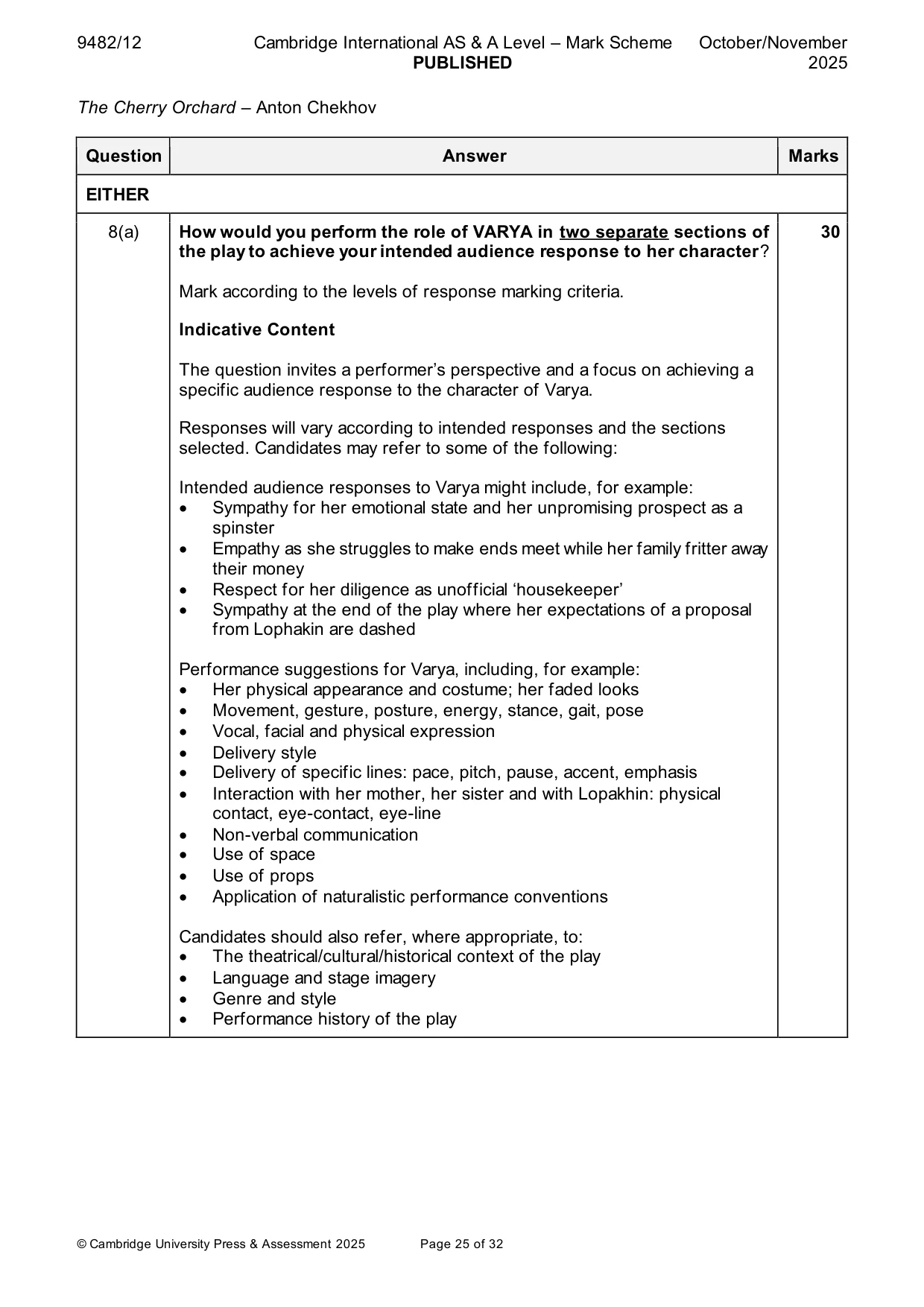 Mark scheme, page 25 of 32