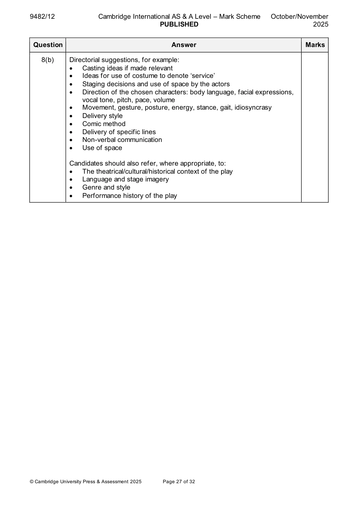 Mark scheme, page 27 of 32