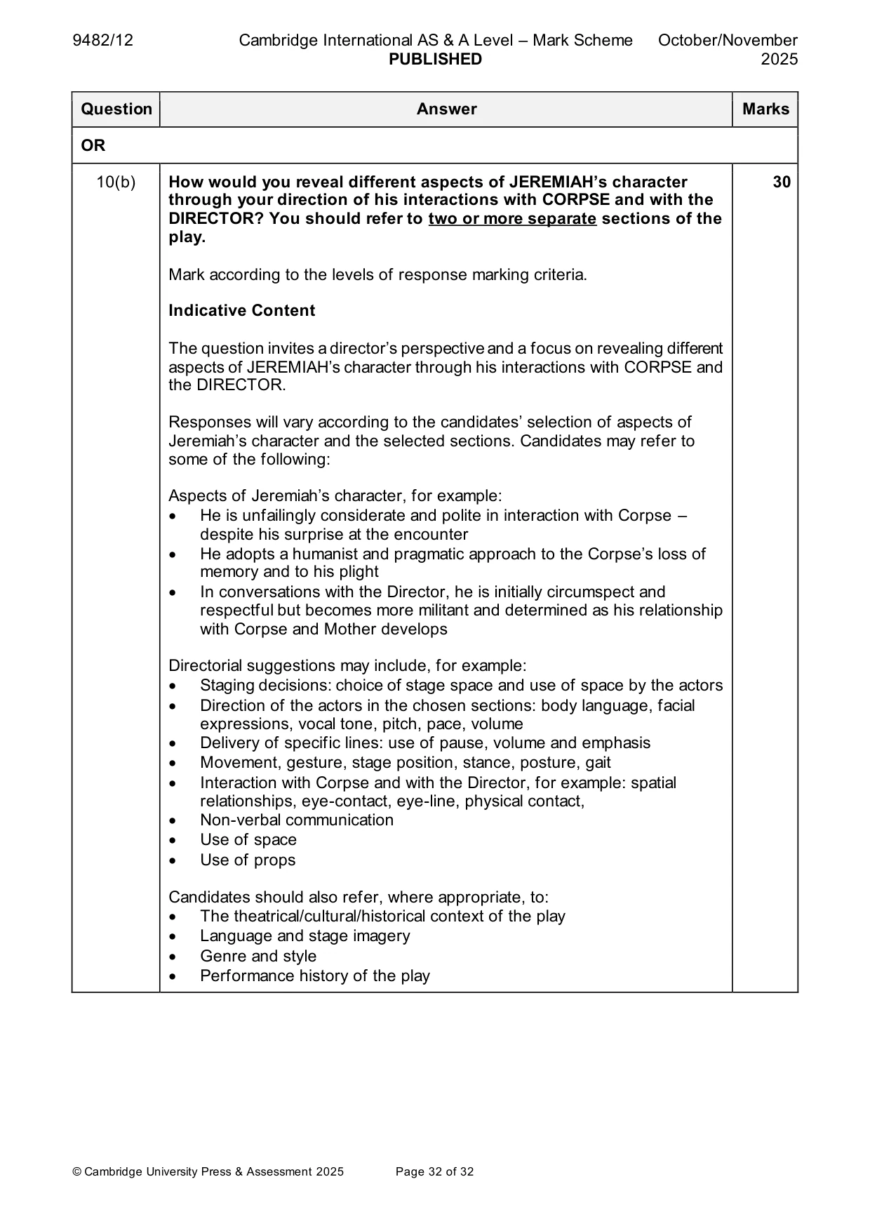 Mark scheme, page 32 of 32