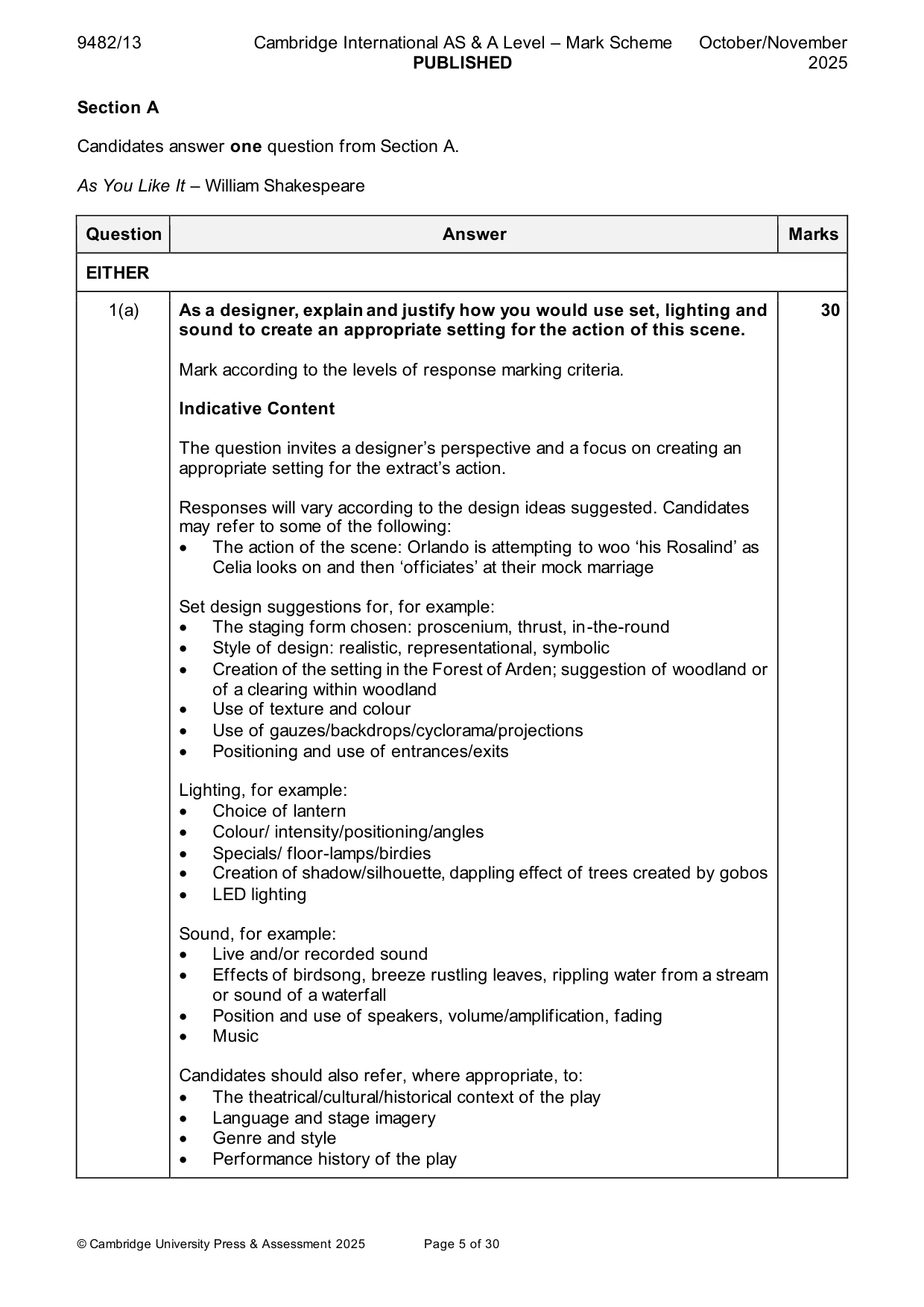 Mark scheme, page 5 of 30