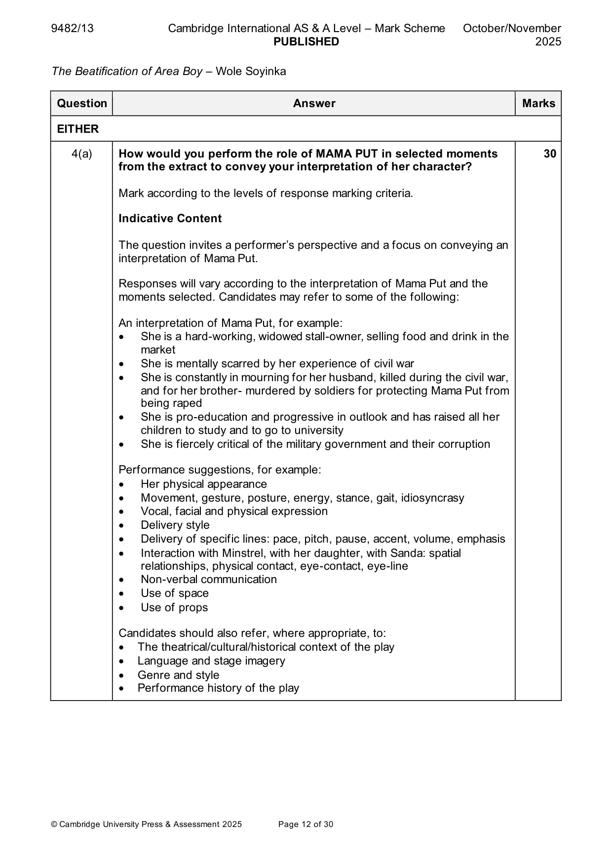 Mark scheme, page 12 of 30