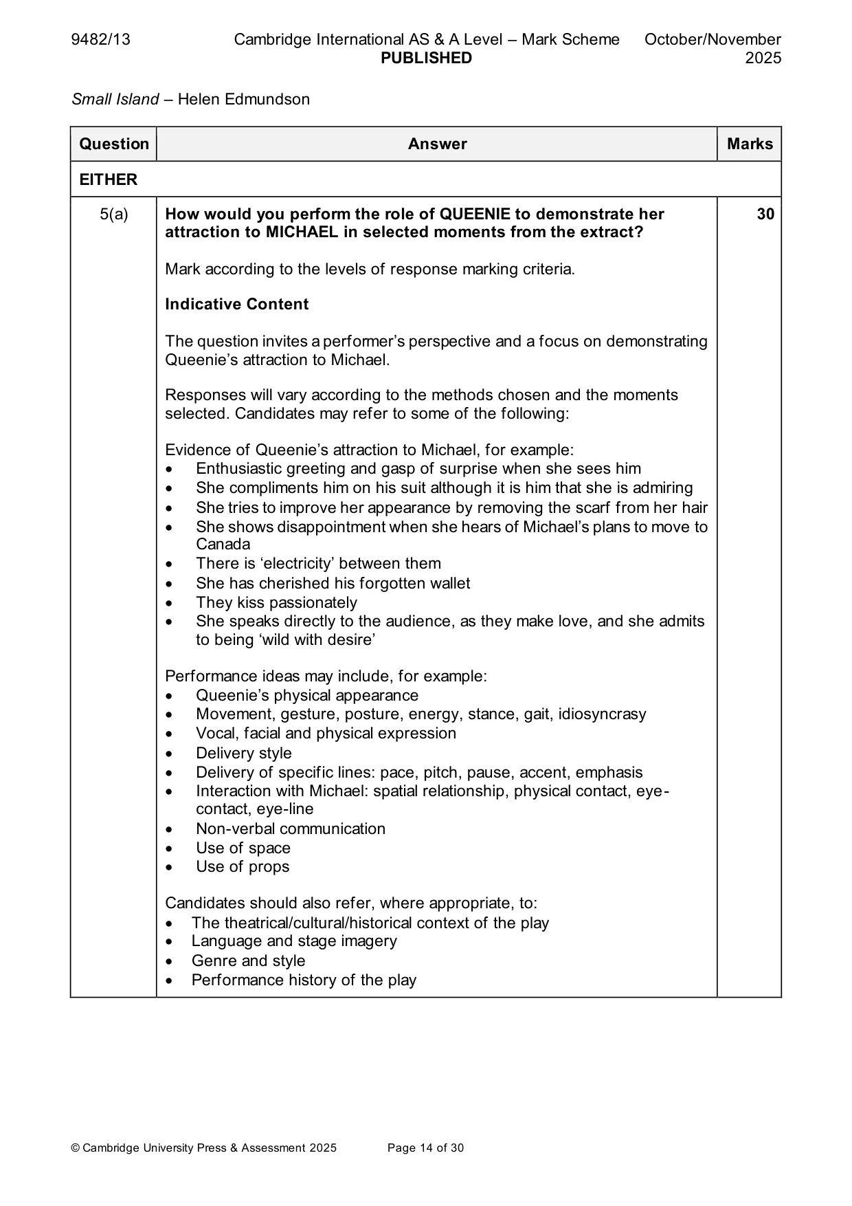 Mark scheme, page 14 of 30