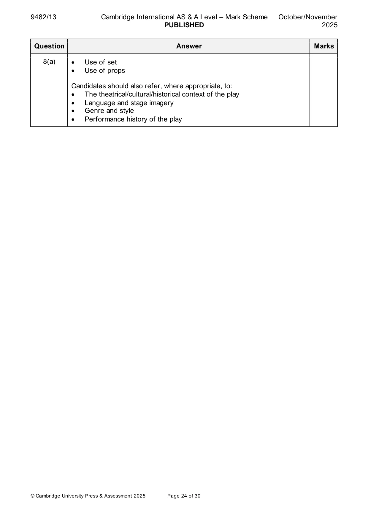Mark scheme, page 24 of 30