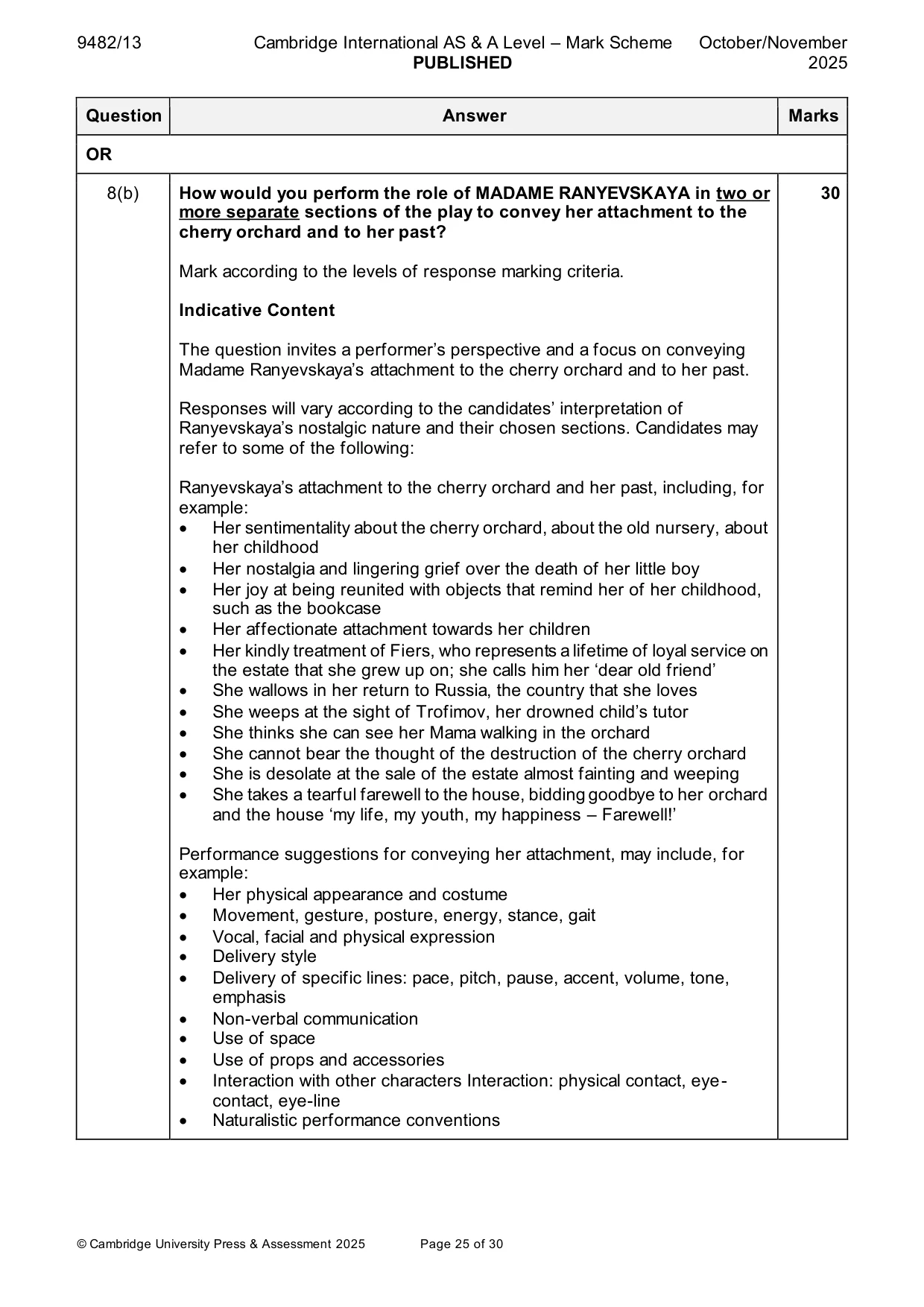 Mark scheme, page 25 of 30