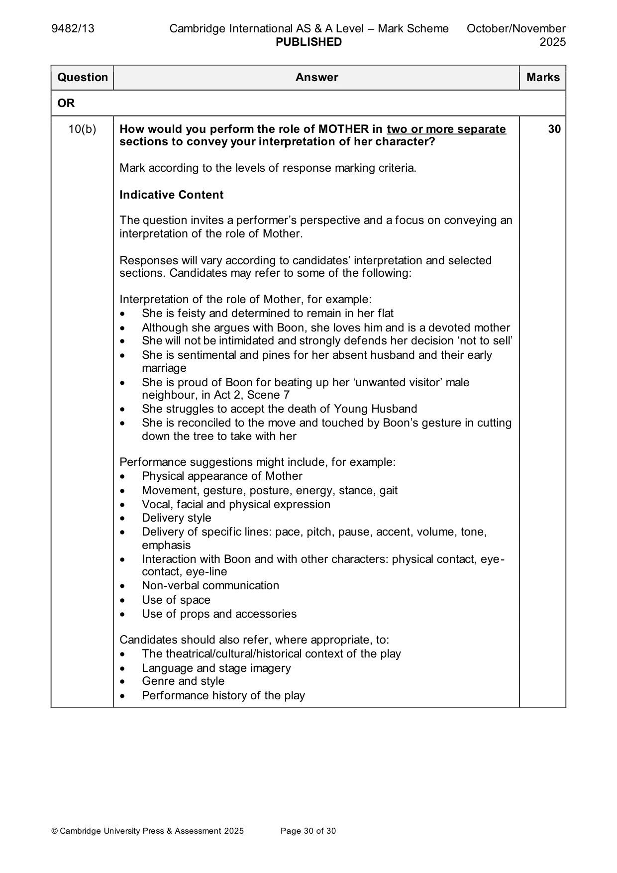 Mark scheme, page 30 of 30