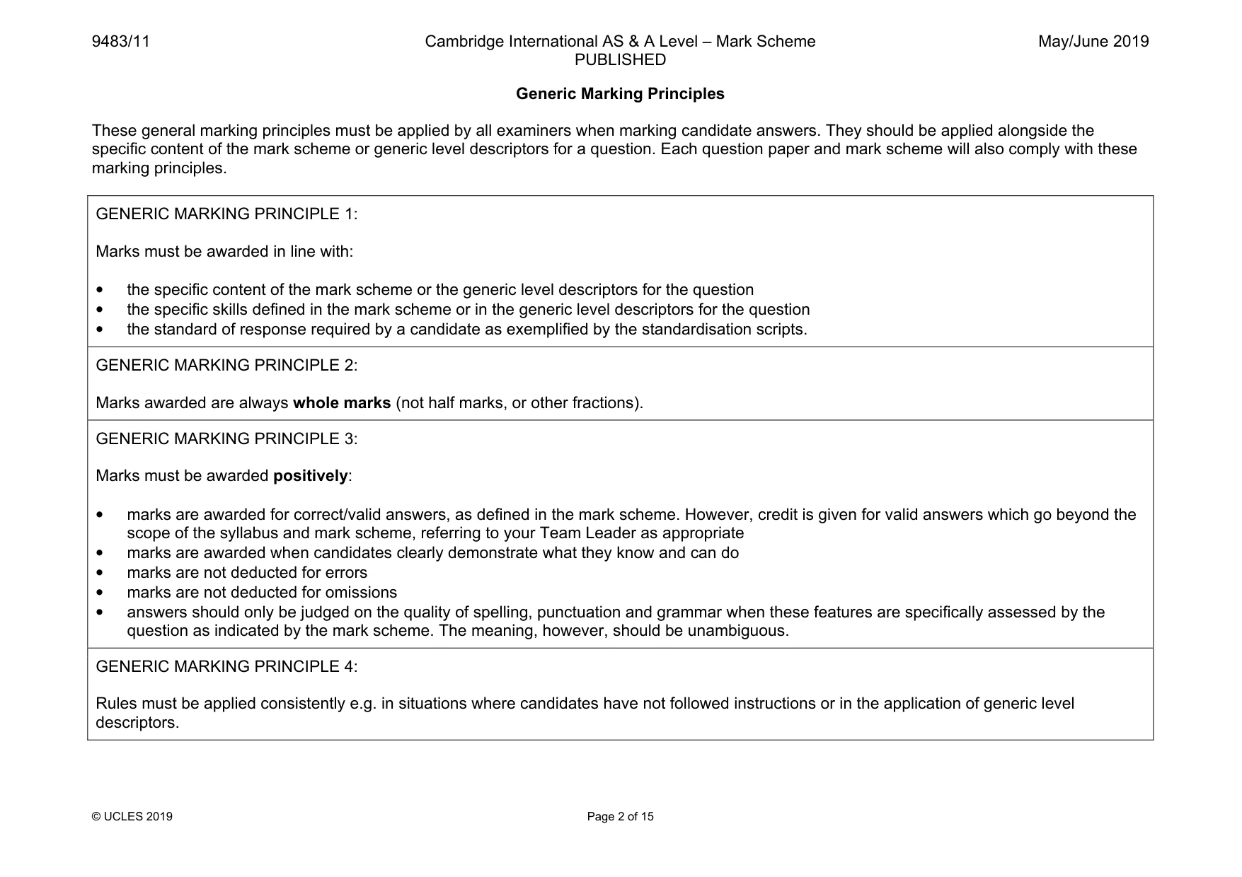 Mark scheme, page 2 of 15