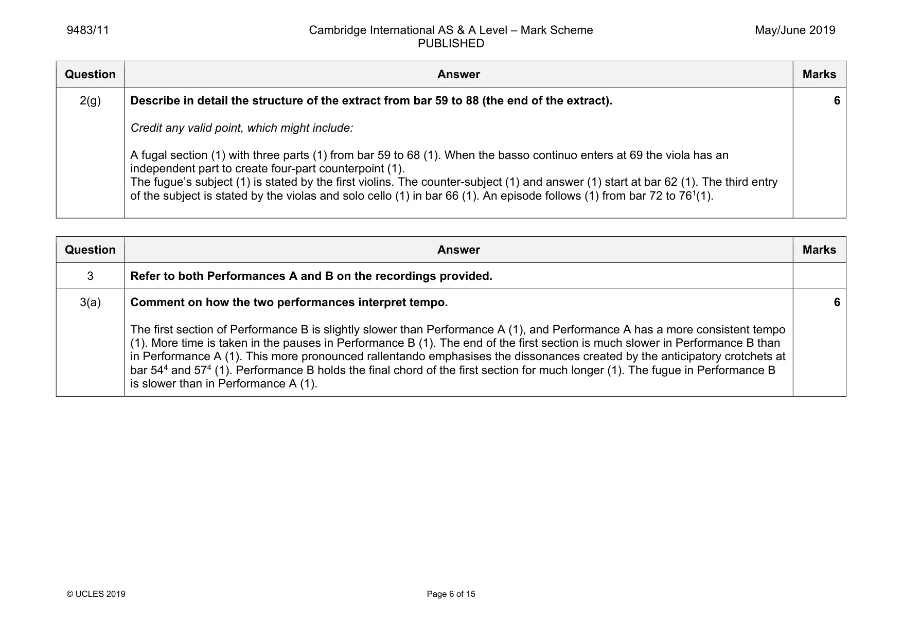 Mark scheme, page 6 of 15