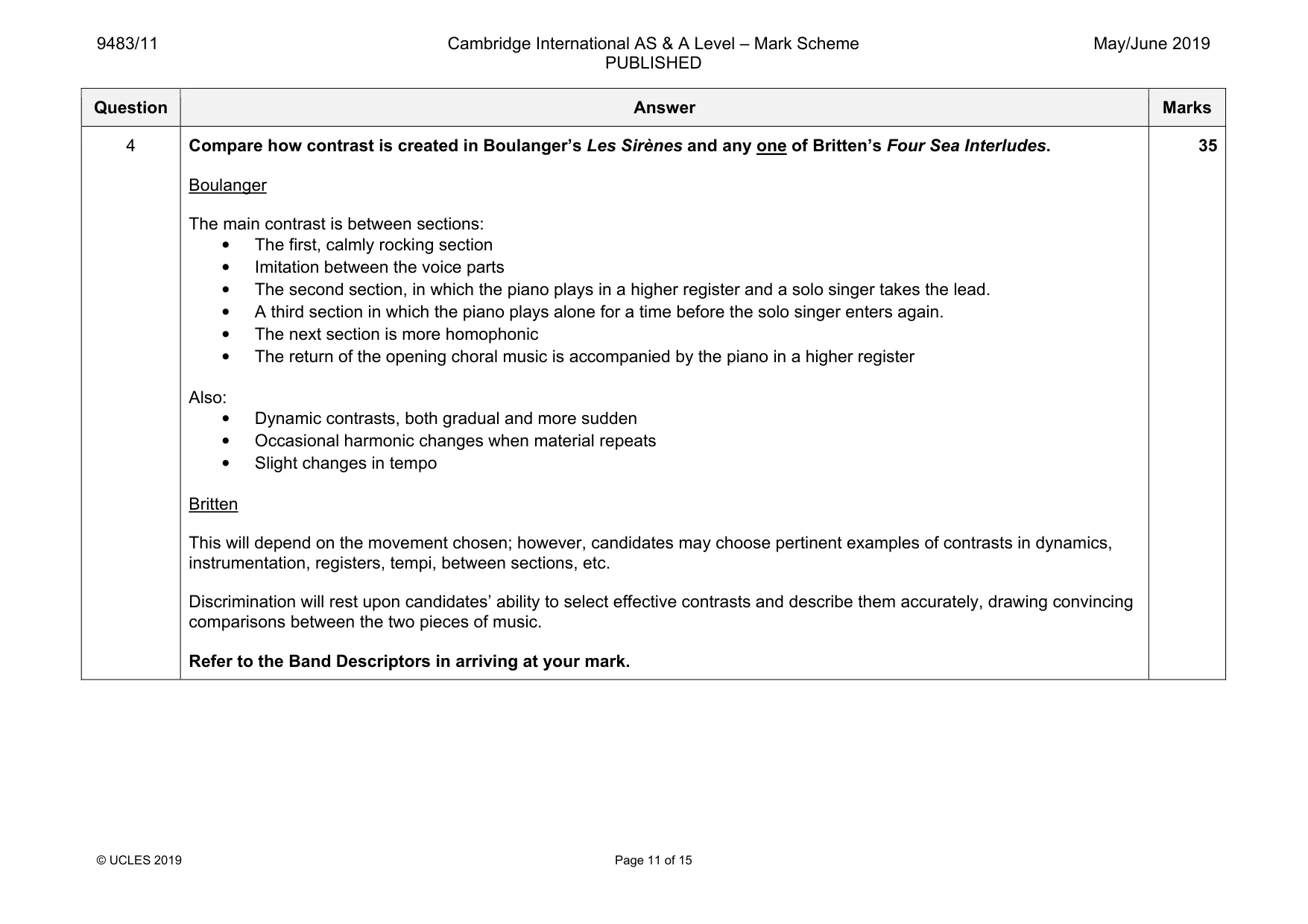 Mark scheme, page 11 of 15