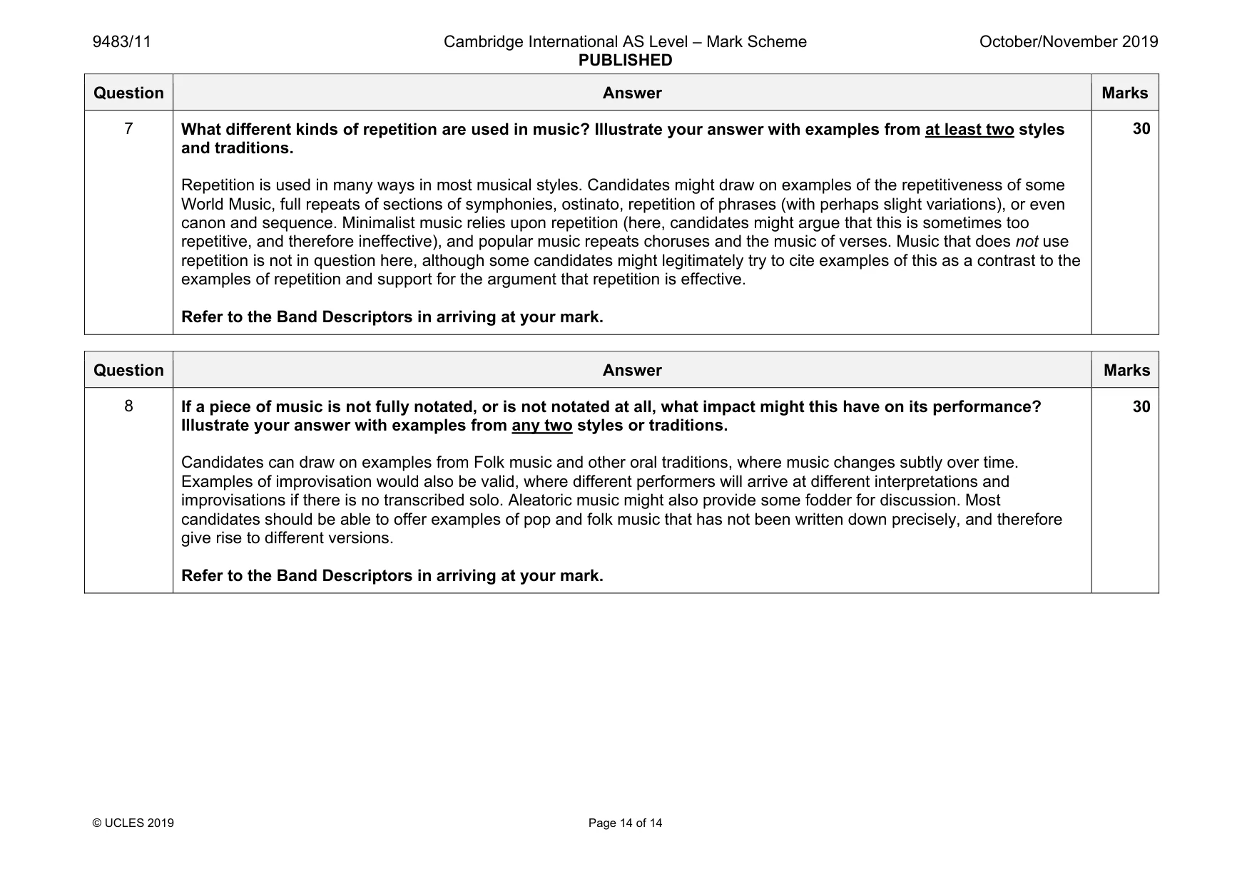 Mark scheme, page 14 of 14