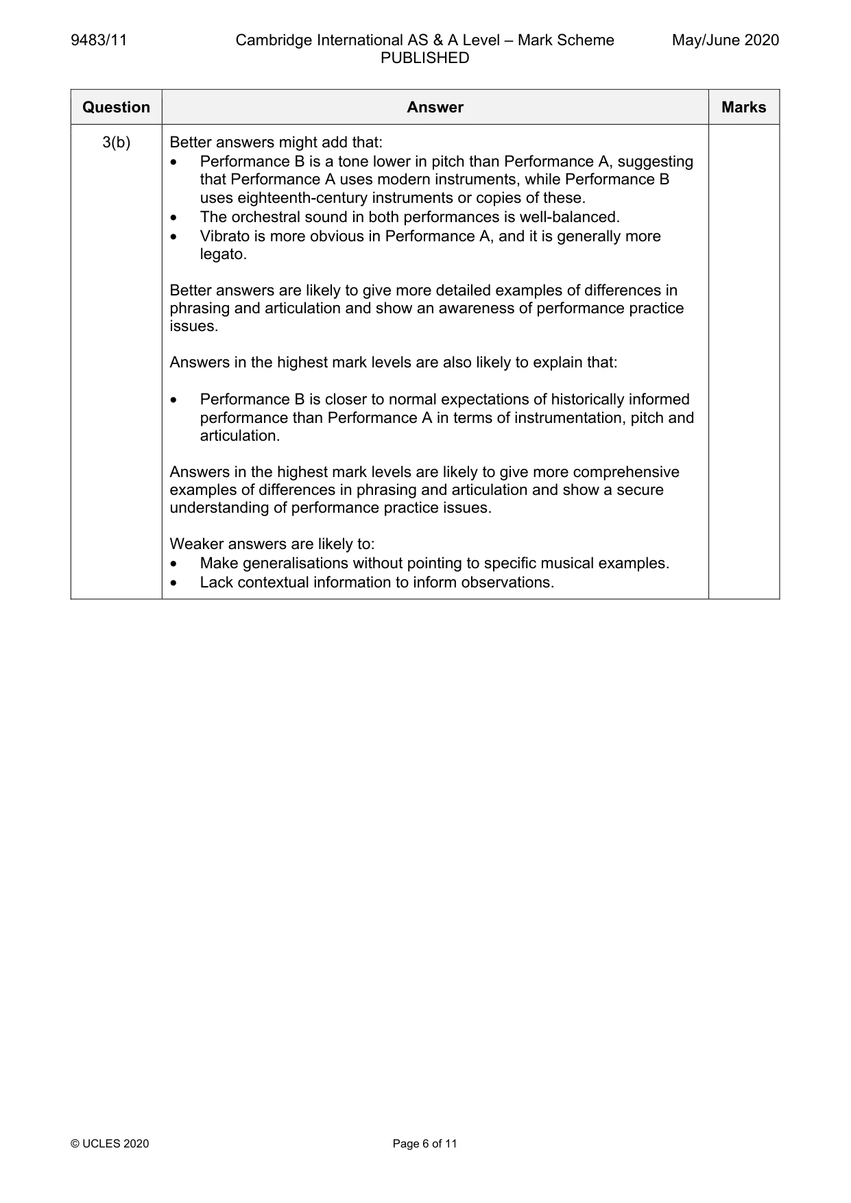 Mark scheme, page 6 of 11