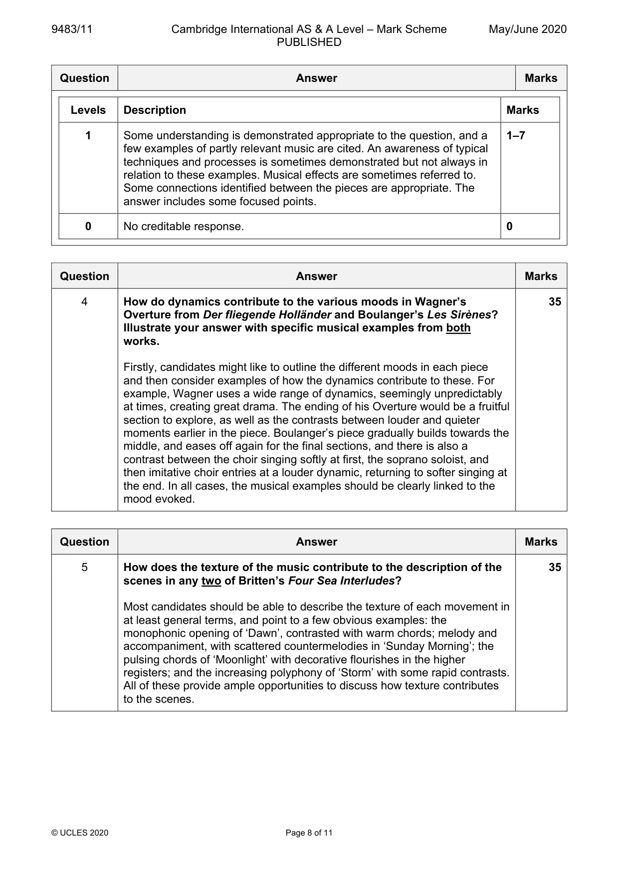 Mark scheme, page 8 of 11