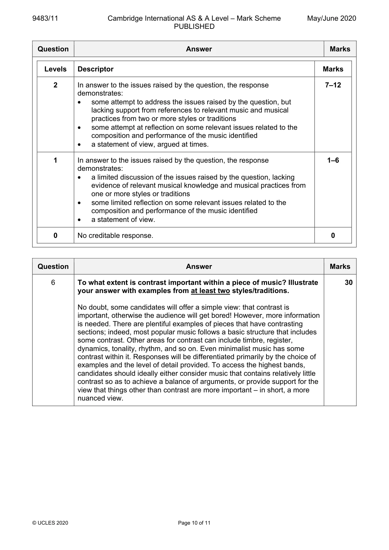 Mark scheme, page 10 of 11