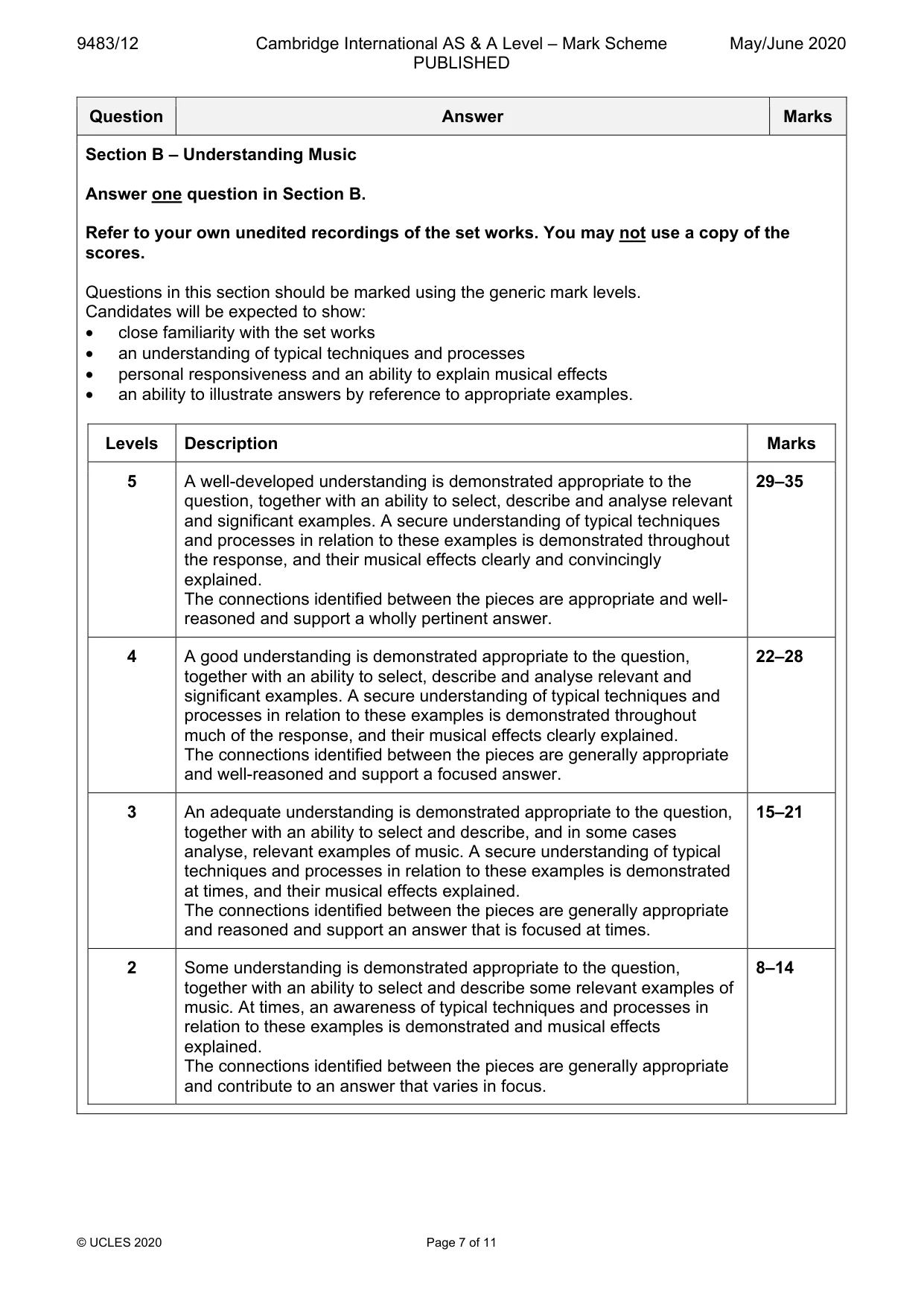 Mark scheme, page 7 of 11