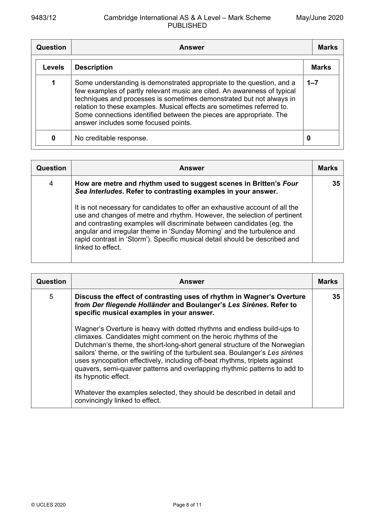 Mark scheme, page 8 of 11