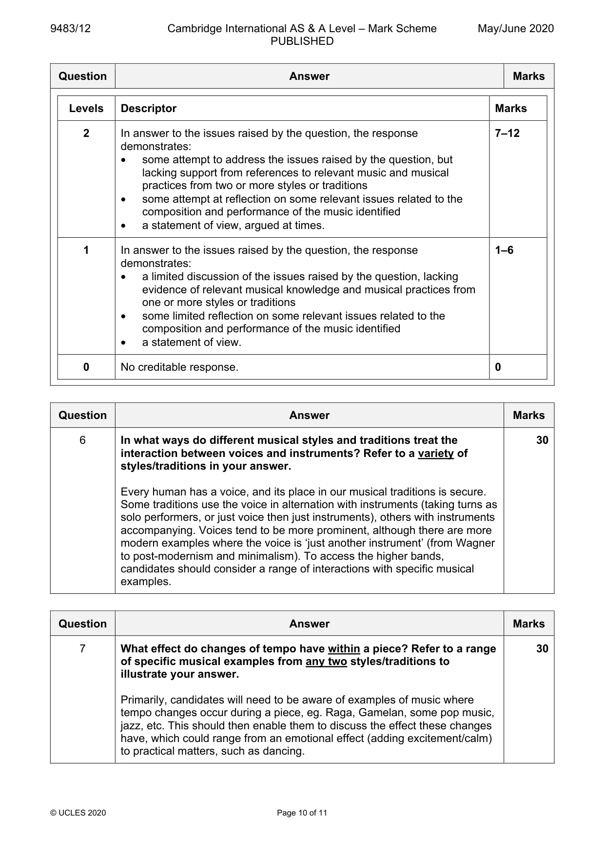 Mark scheme, page 10 of 11