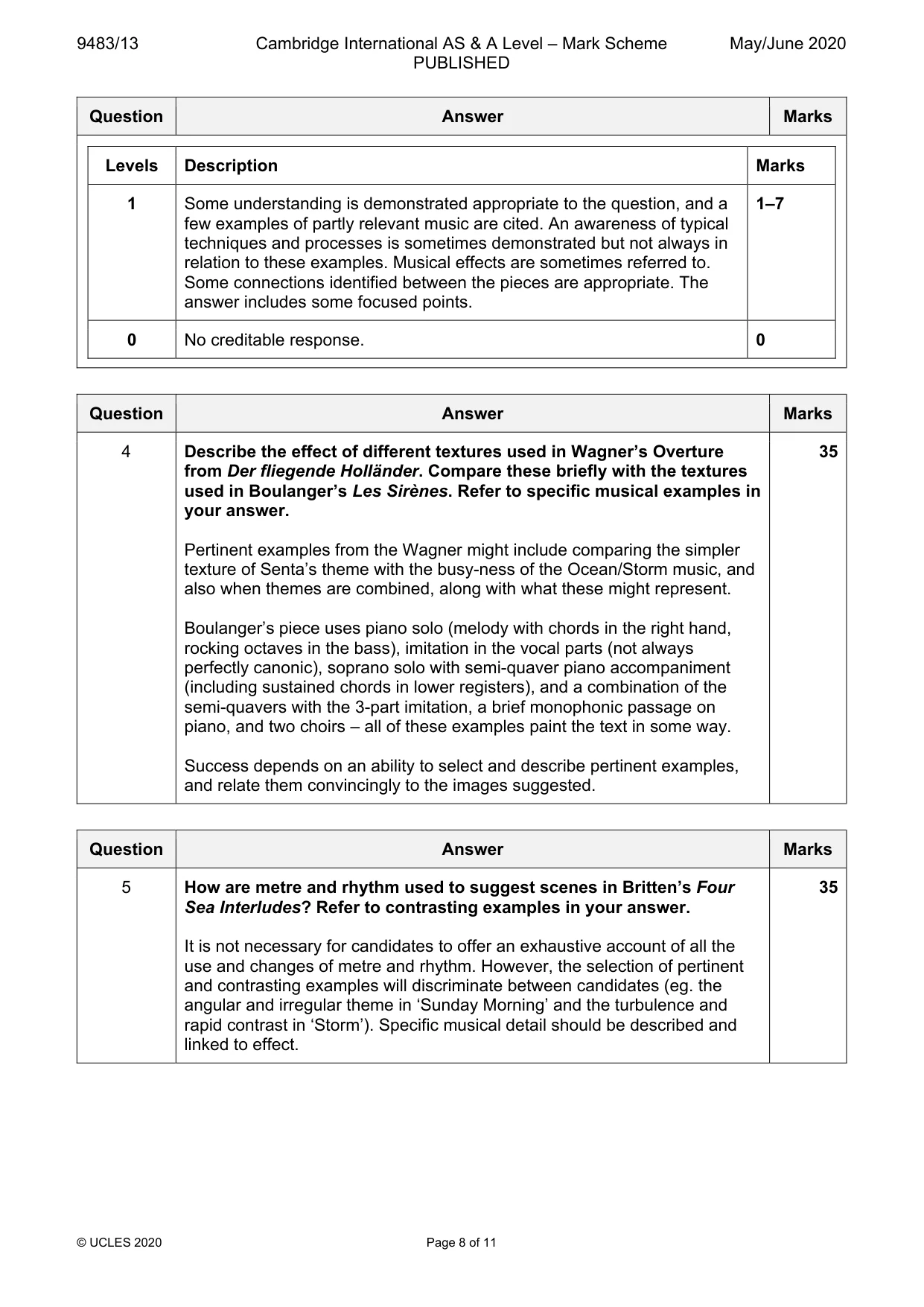 Mark scheme, page 8 of 11