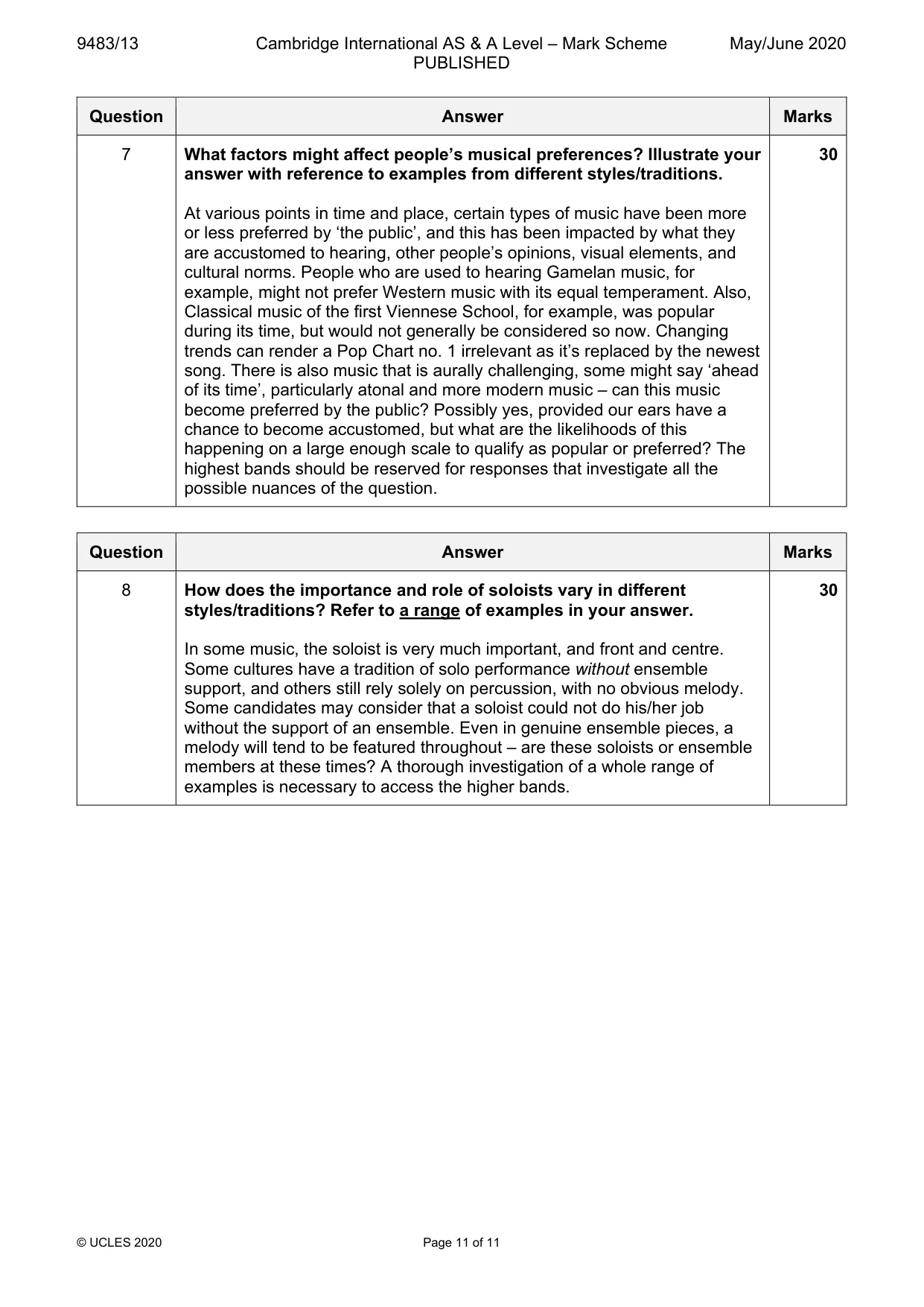 Mark scheme, page 11 of 11
